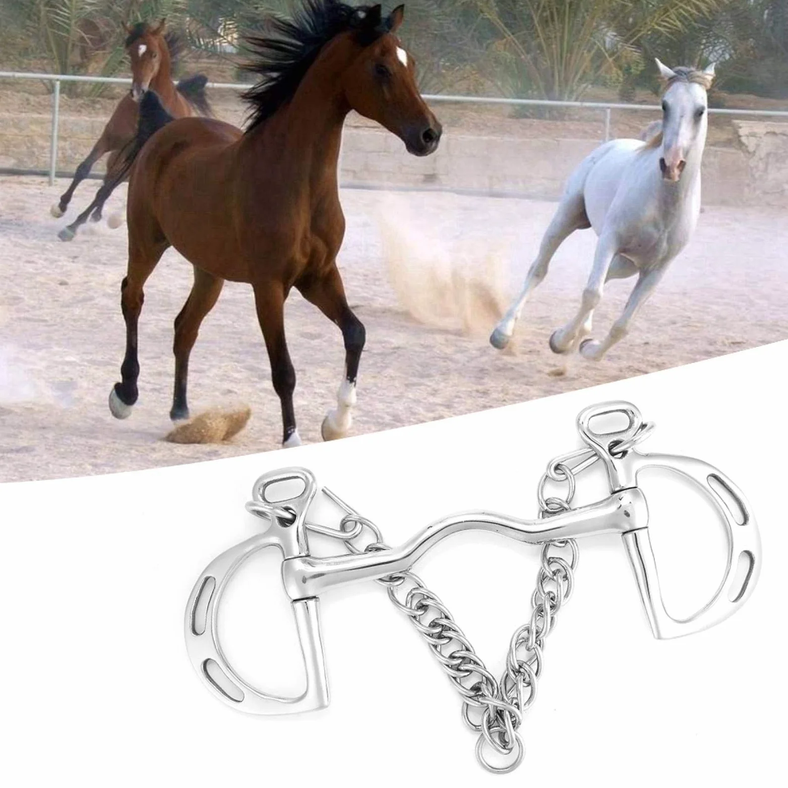Germerse Filete Partido Doble, Broca de Boca de Caballo, mordedor de Caballo de Acero Inoxidable portátil, Punta de Pelham de Boca de Caballo (125mm)