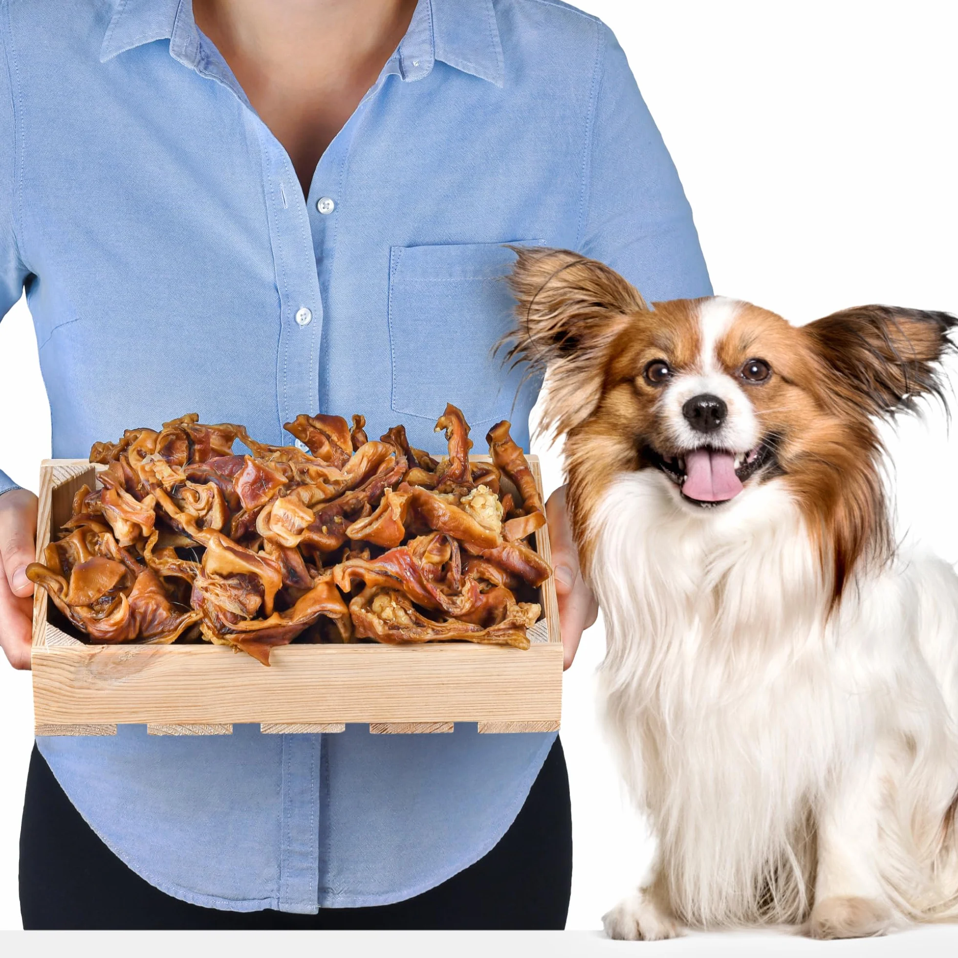Orejas de cerdo naturales en tiras, 1 kg, ideal para perros pequeños, tiras de cerdo saludables como artículo masticable para tu perro