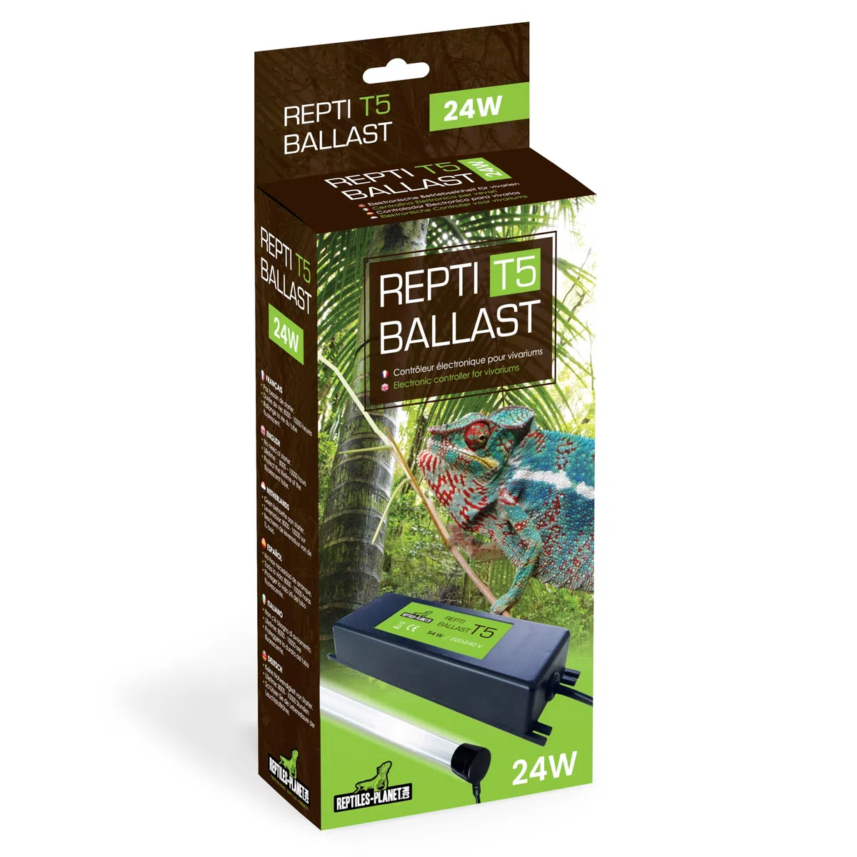 Reptiles Planet - Repti Balasto para Tubo Fluorescente T5 de 24 W, Color Negro