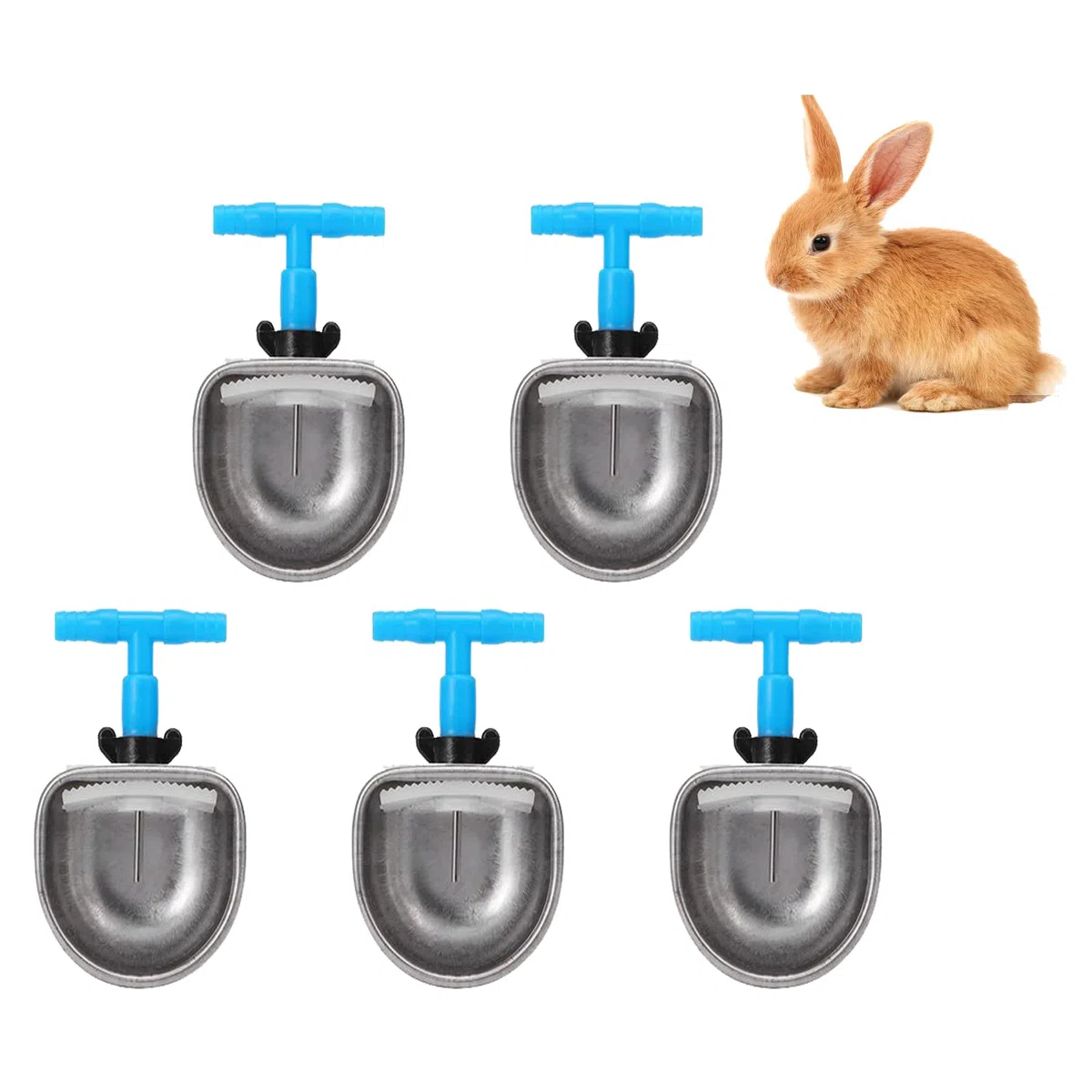 Dispensador de Agua de Conejo, 5 Piezas, de Acero Inoxidable, de Conejo, Accesorios automáticos, tazón para Beber, Accesorio de Granja (Small Bowl)
