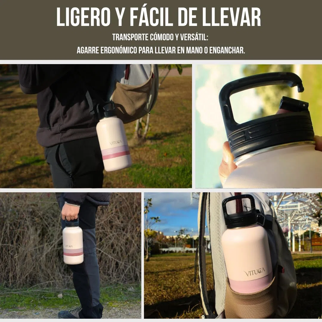 Bebedero Perro Portátil 1L de Acero Inoxidable Aislado | Botella Agua Perro Ultra Resistente con Compartimentos para Comida o Premios | Sistema 2 en 1 para Paseo y Viaje