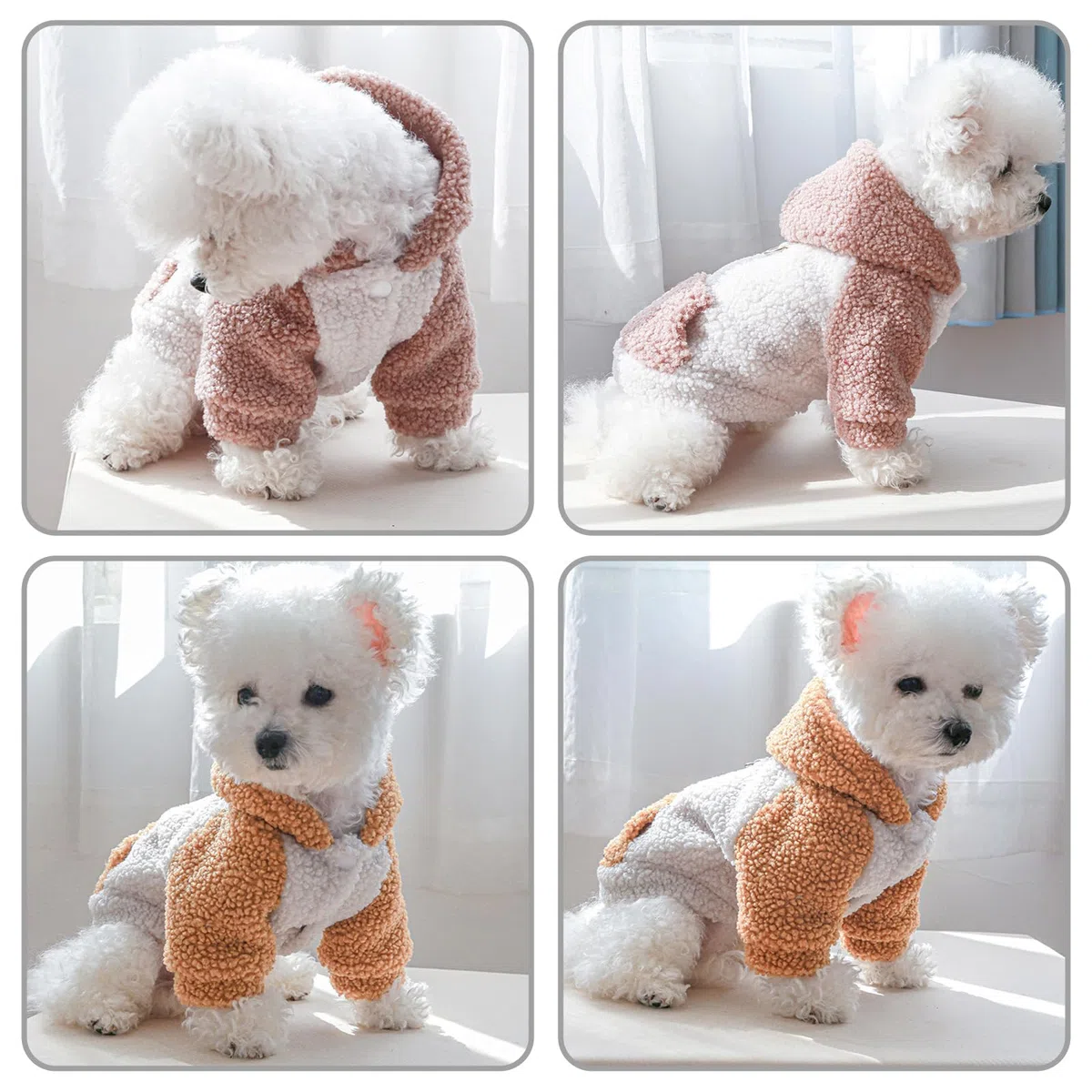 Galatée Abrigo de Invierno para Perros Pequeños, Ropa Bonita para Mascotas, Chaqueta Cálida para Cachorros, Sudaderas con Capucha (L, Gris)