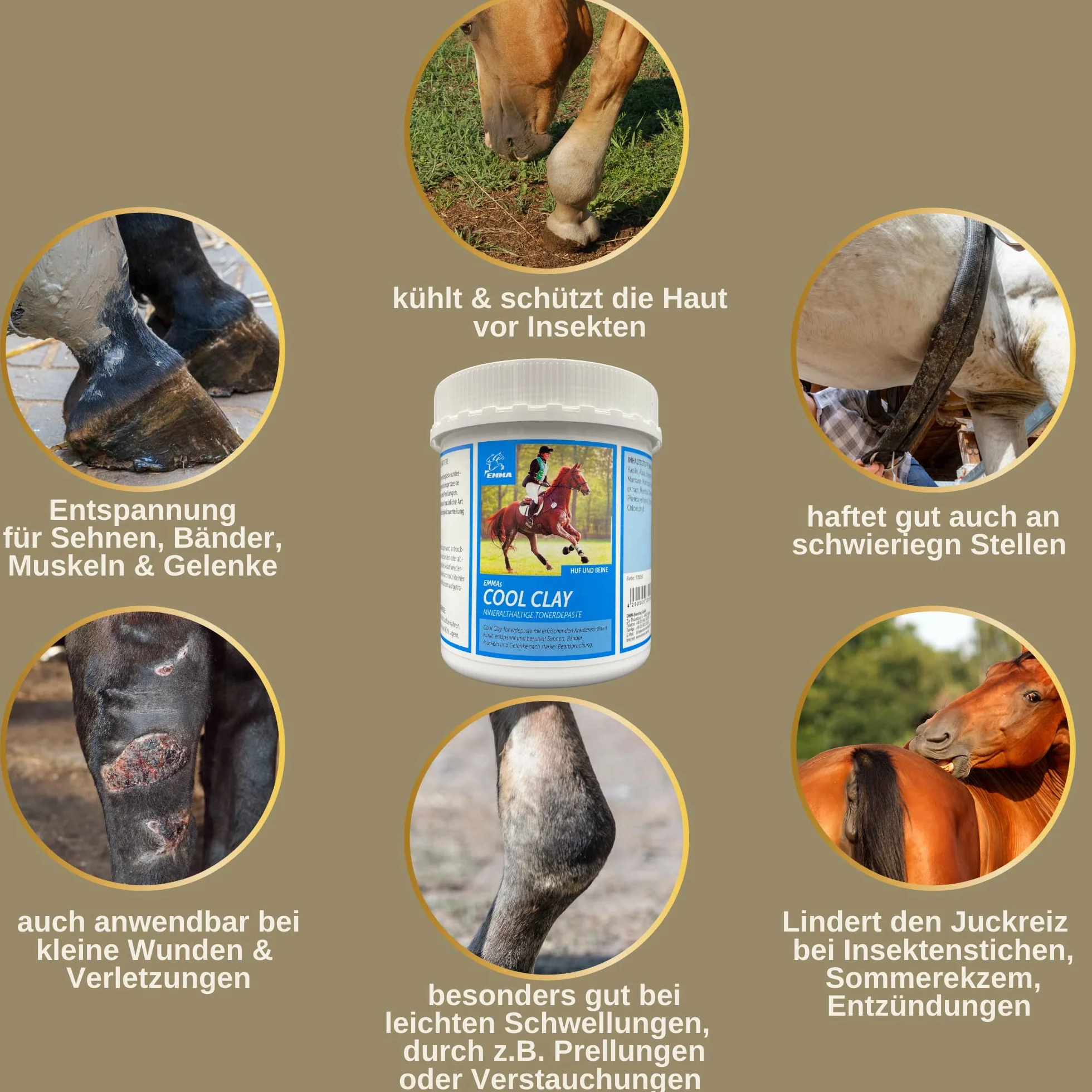 ácido acético arcilla caballos ⇒ arcilla caballo libre de dopaje 3*1,5 Kg I bálsamo para caballos enfriamiento pasta de arcilla mineral - curación pasta de arcilla enfriamiento I gel de enfriamiento