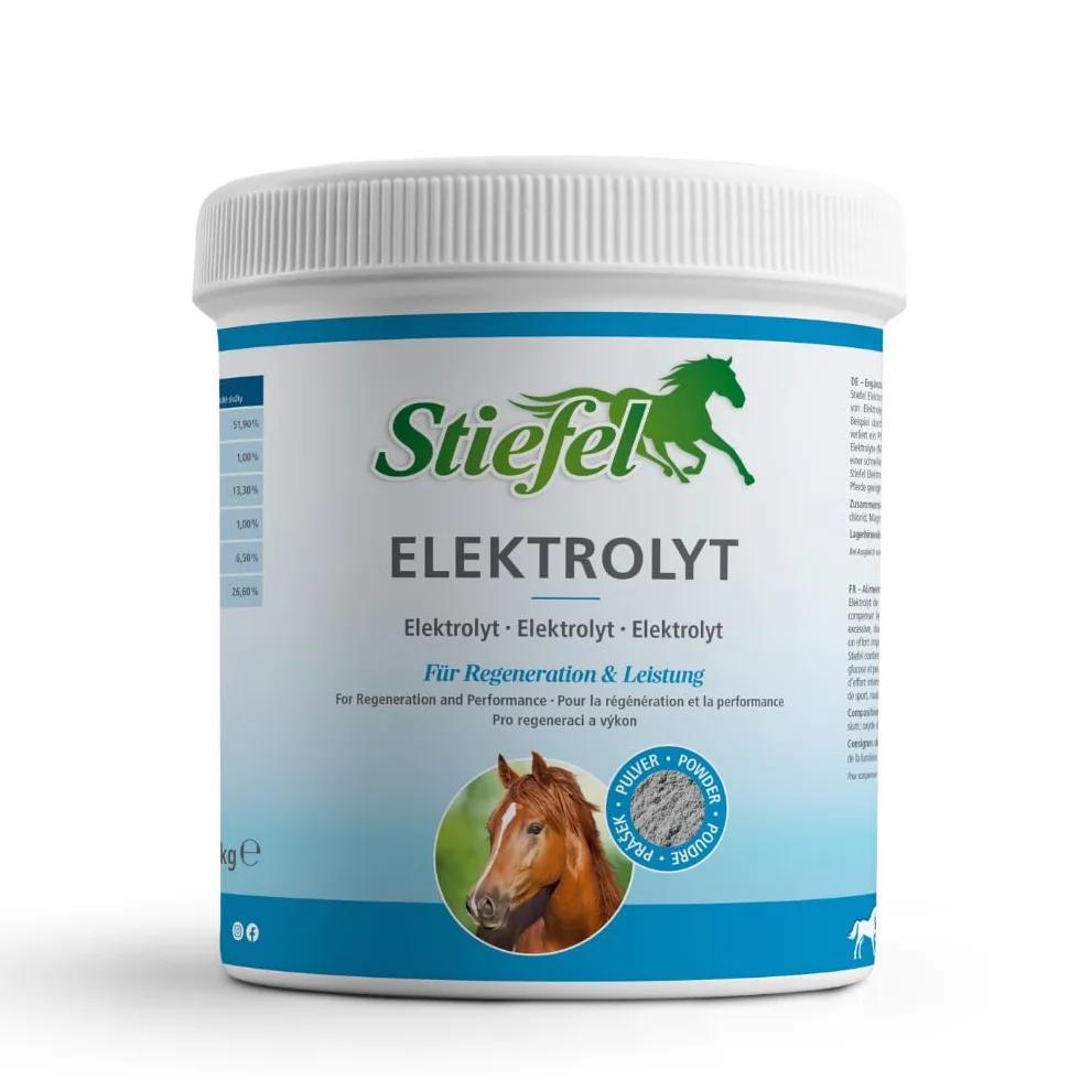 Stiefel Electrolito para caballos, eletrolitos de alta concentración, compensar pérdidas de electrolitos, sudoración, regeneración rápida, con magnesio, 1 kg