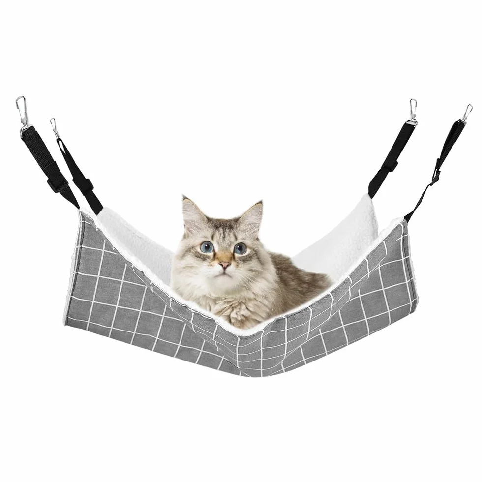 MiOYOOW Hamaca para gatos con correas ajustables, cama colgante columpio con ganchos, hamaca para pequeños animales de compañía para gatos pequeños y conejos