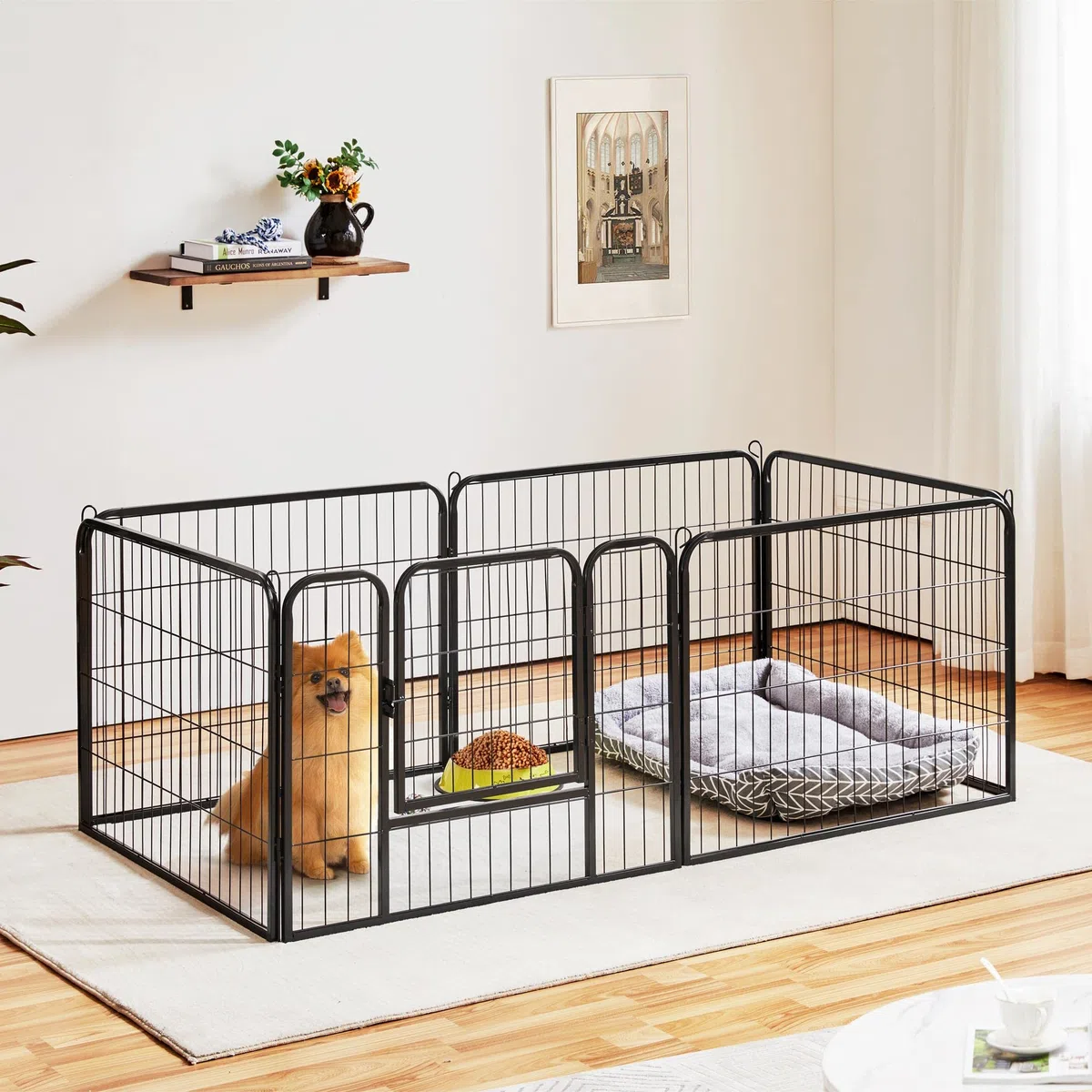 Yaheetech Valla para Perros, 6 Unidades, 80 x 60 cm, para Interior y Exterior, jardín, Red de Hierro y Metal Negro