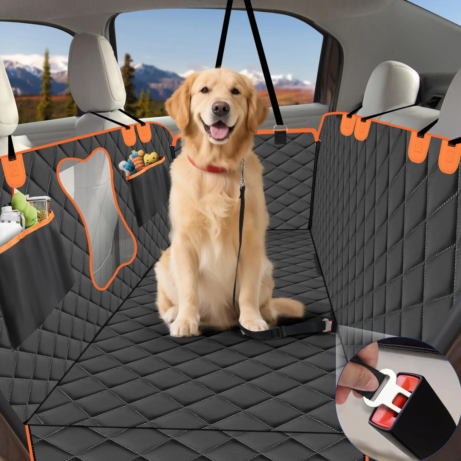 Vortix Funda Coche Perro – La Mejor Compañera De Viaje, Te Permite Lavar El Coche con Menos Frecuencia Y Protege El Interior del De Las Manchas, Arañazos Y Pelos De Las Mascotas