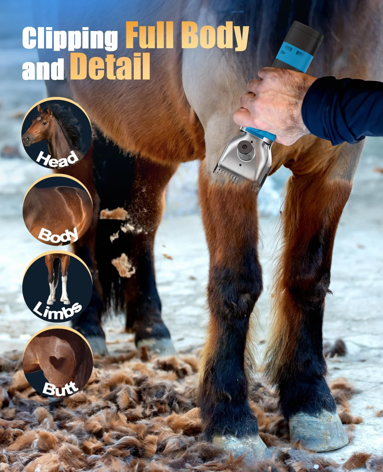 oneisall Esquiladora Caballos Ovejas 2 baterias, Profi Maquina pelar Ovejas & Caballos & otros animales con pelo enmarañado, Esquiladora Ovejas Inalambrica con 2400 RPM/MIN Motor Potente