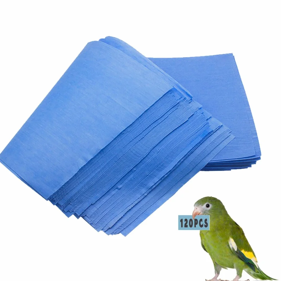 120 forros para jaulas de pájaros, 28 x 43 cm, desechables, no tejidos, forros de papel precortados, absorbentes, jaulas fecales, jaulas para jaulas de animales y mascotas, cojín para loros