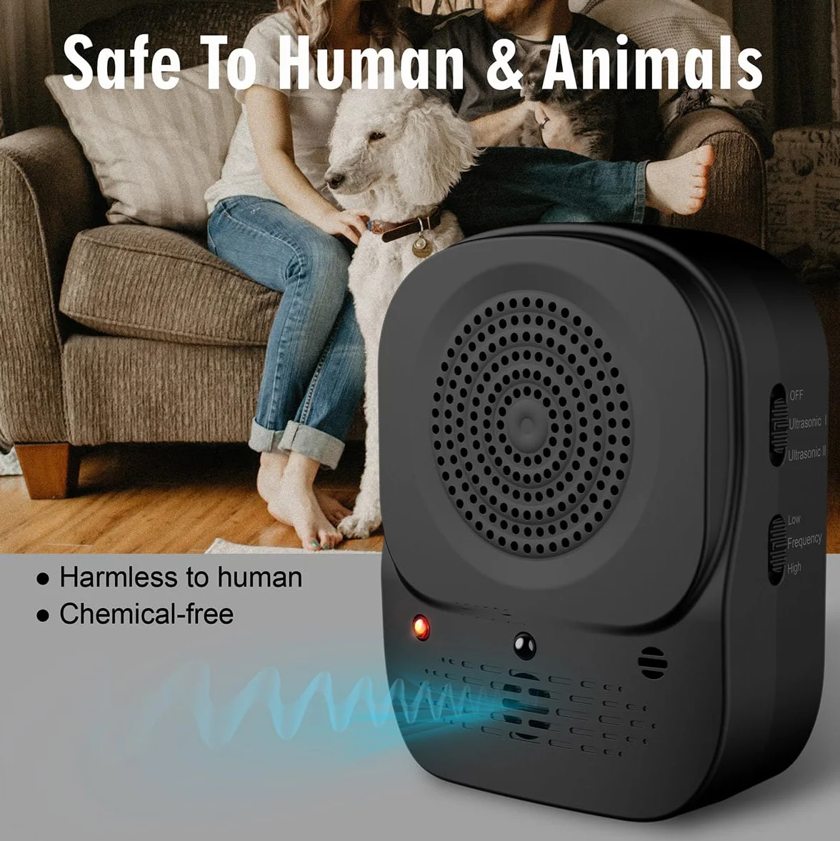 Antiladridos para Perros Ultrasonidos, Auto Dispositivo Impermeable para Control de Ladridos con Mando a Distancia Alcance 49ft, 4 Frecuencias Ajustables, Efectiva para Uso Interior & Exterior