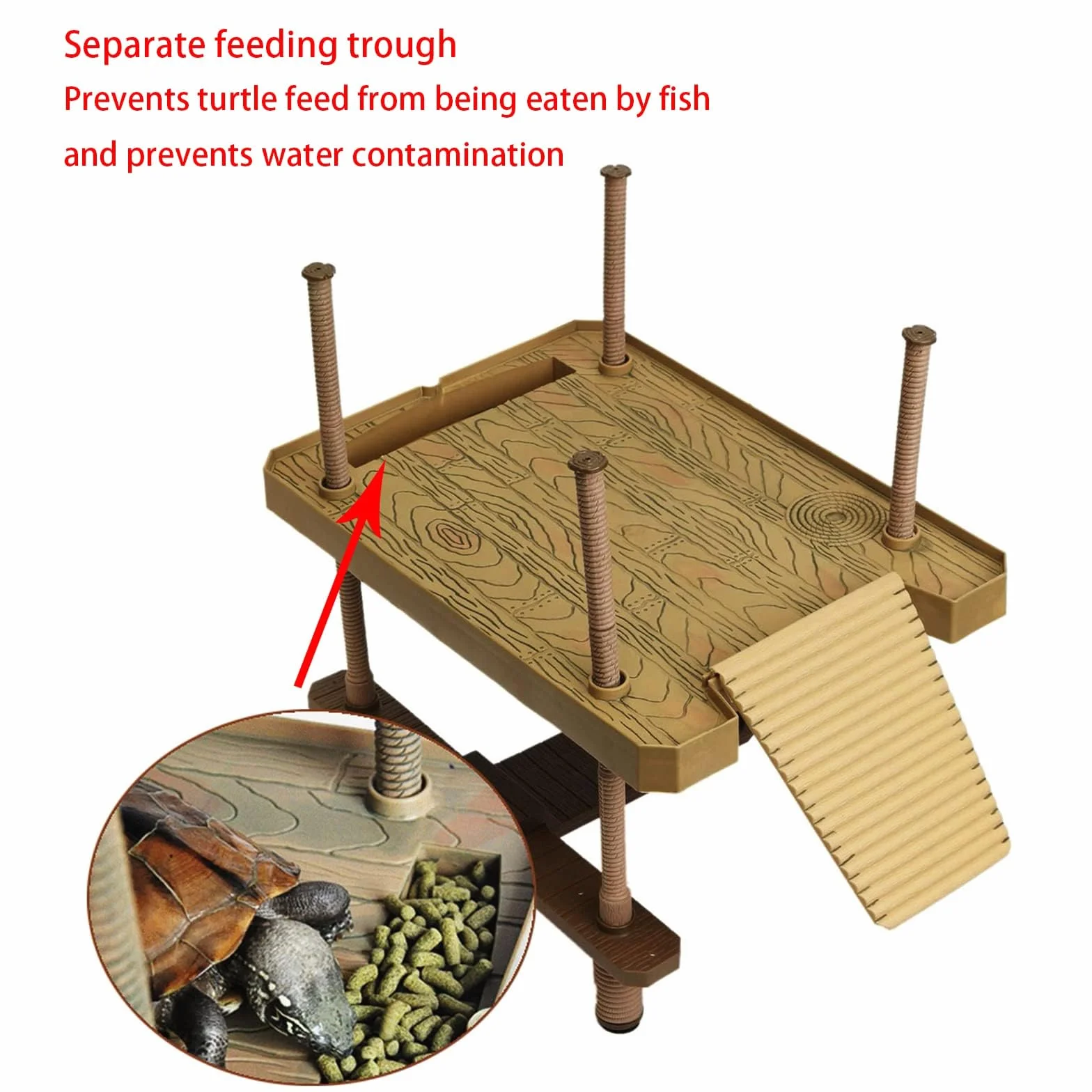 TEMU-SC Isla para tortugas, Plataforma para tortugas de agua, Rampa para tortugas, Plataforma flotante tortugas (TALLA : L)