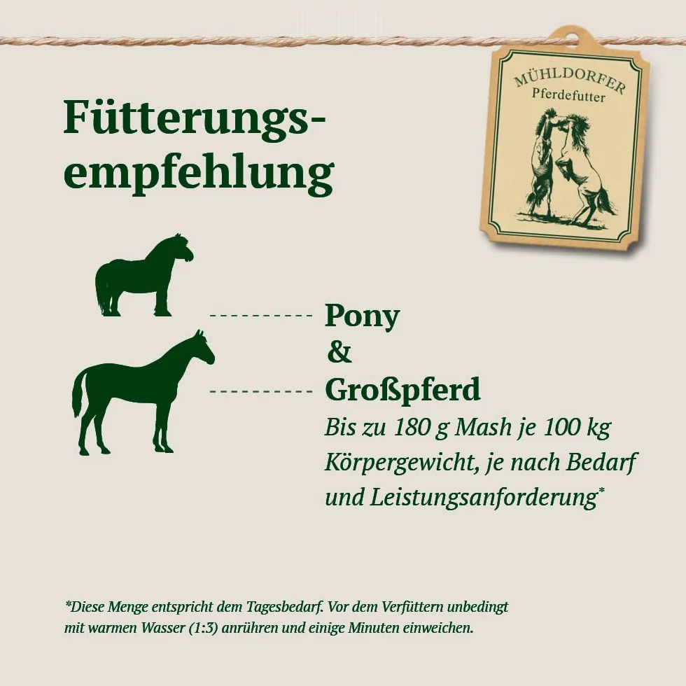 Mühldorfer Mash de Forro para Magere y más Fuertes Caballos, a la energía Entrega, Mash Sensitive prebiotic, 3 kg