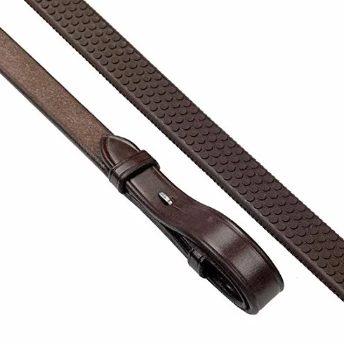 Cwell Equine - Riendas de goma duraderas, color negro y marrón, Full, Negro , 6
