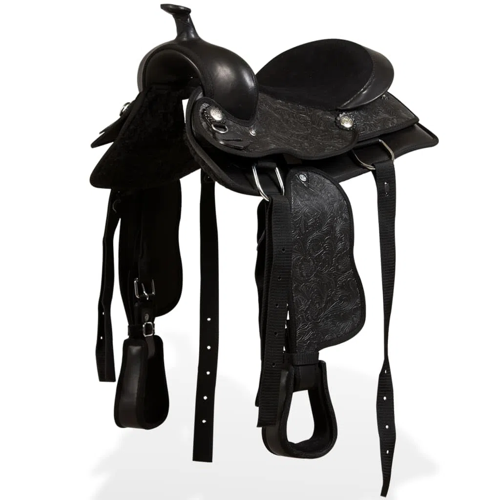 Genérico Montura Occidental, cabezada y Pechera Cuero Real 12" Negra Deportes, Actividades al Aire Libre, Equitación, Arreos para Caballos, Monturas Negro 6,32 kg