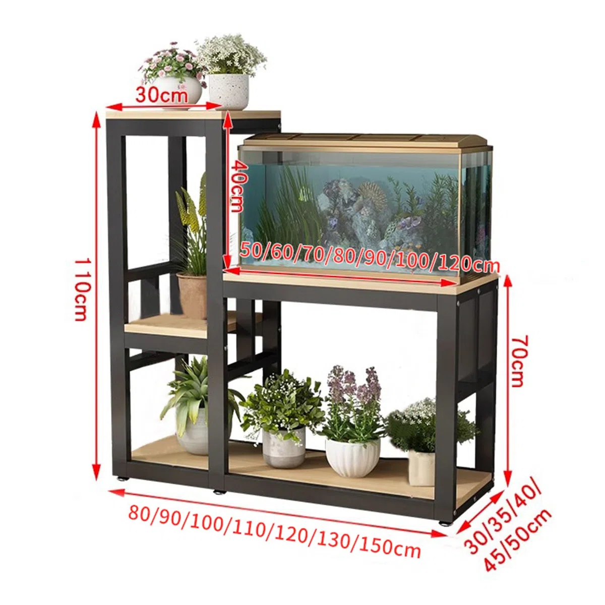 Soporte Para Acuario，estante De Almacenamiento de Hierro Forjado de Doble Capa Para Acuario，mesa Resistente Para Terrario Criador de Reptiles Y Tortugas Ideal Para El Hogar Y La Oficina