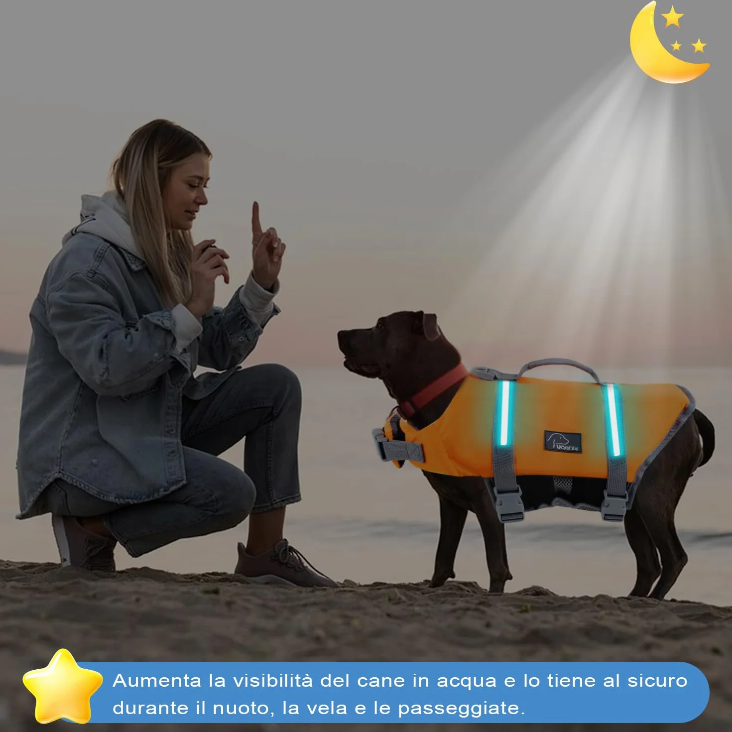 Voarge Chaleco salvavidas para perros, chaleco salvavidas para mascotas, para perros, tamaño ajustable con fuerte asa de natación y rescate naranja, XS (XL)