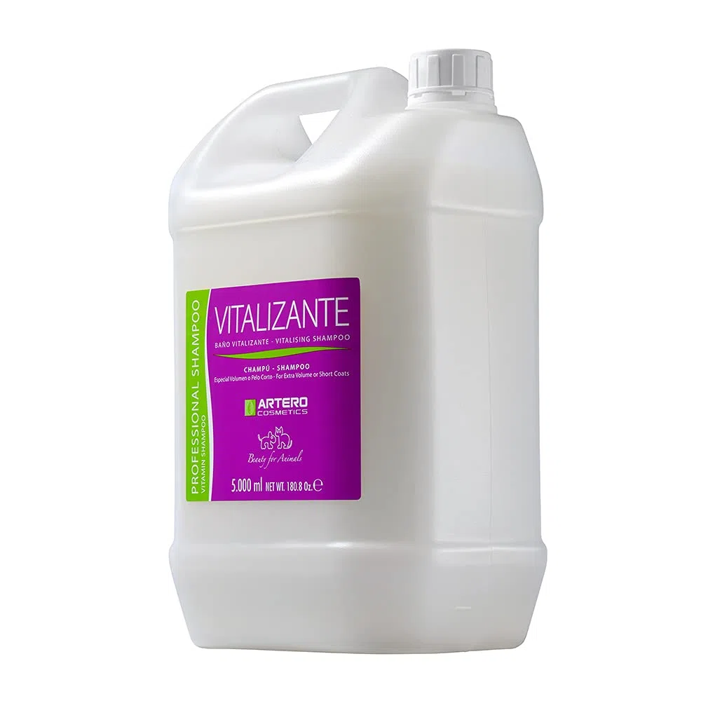 Artero Vitalizante. Champú para Perros Que requieran Volumen, para Pieles sensibles o Lavados frecuentes. Contiene Ingredientes Naturales. Ideal para Caniches o Terriers. (5 litros)