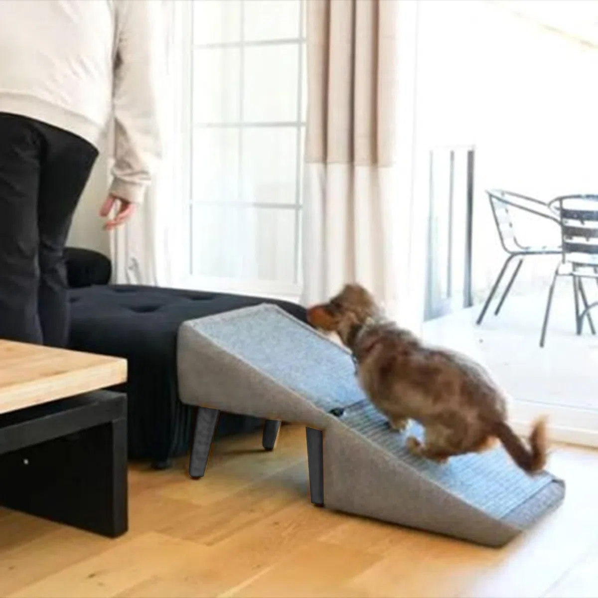 Rampa Otomana Dividida para Perros, Escalones para Sofá Cama, Escalera Plegable para Gatos, Sofás y Sillas para Perros, Diseño Antideslizante, Escalera Portátil para Mascotas Puf con Asiento Acolchado