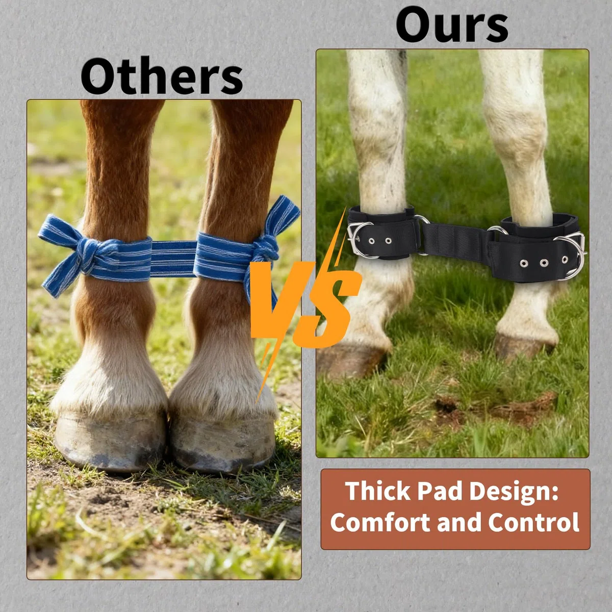 Manguitos de Dos Patas, Correas Ajustables para Caballos Fáciles de Usar Ligeros y Suaves Accesorios para Pastoreo Entrenamiento y Viajes (Negros)