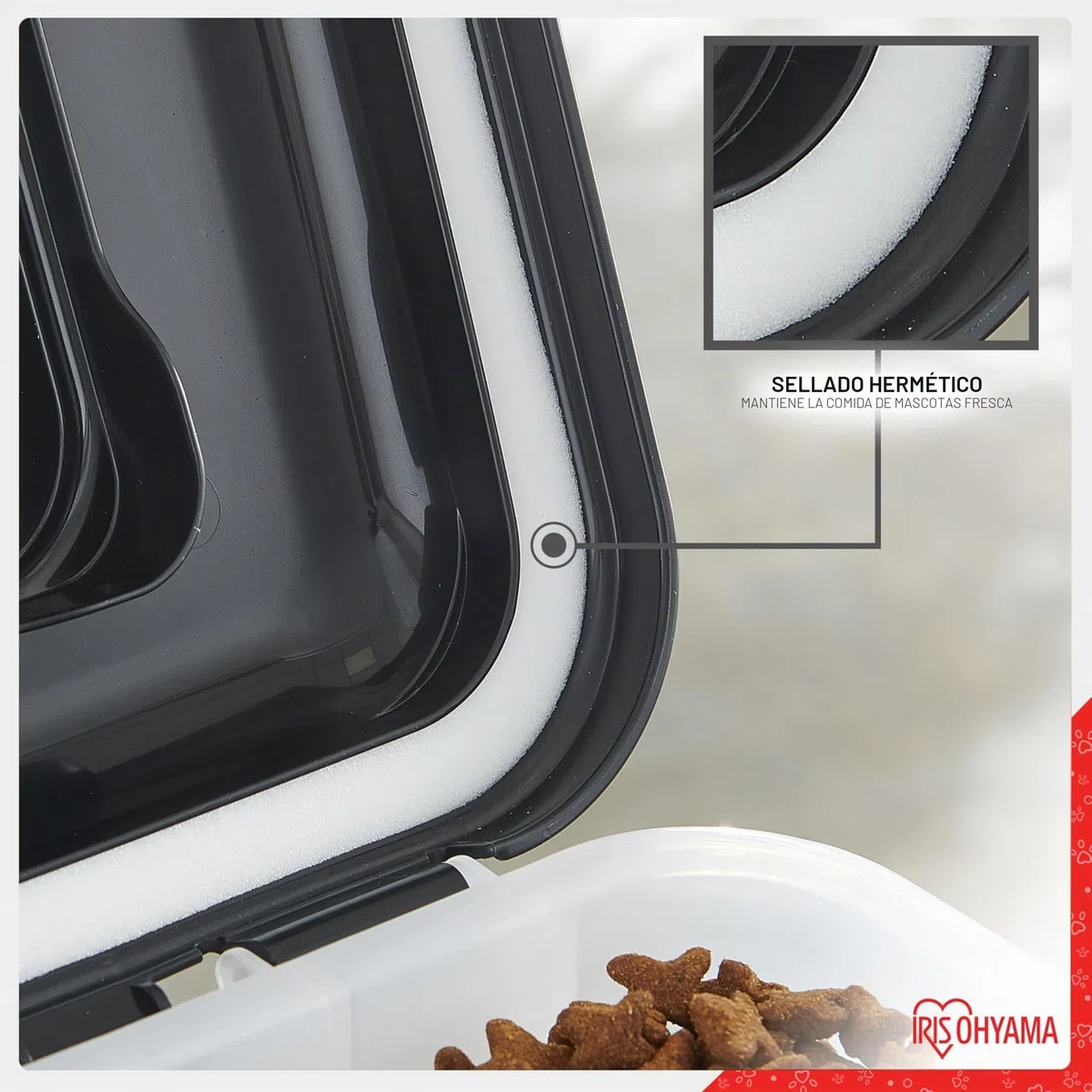 Iris Ohyama Contenedor pienso con ruedas, 45L/15kg, Negro, Contenedor comida perro, Pienso gatos, Hermética, para Mascotas, Transparente, Pet Food Container, Dog Food Storage, Libre de BPA, ATS-L