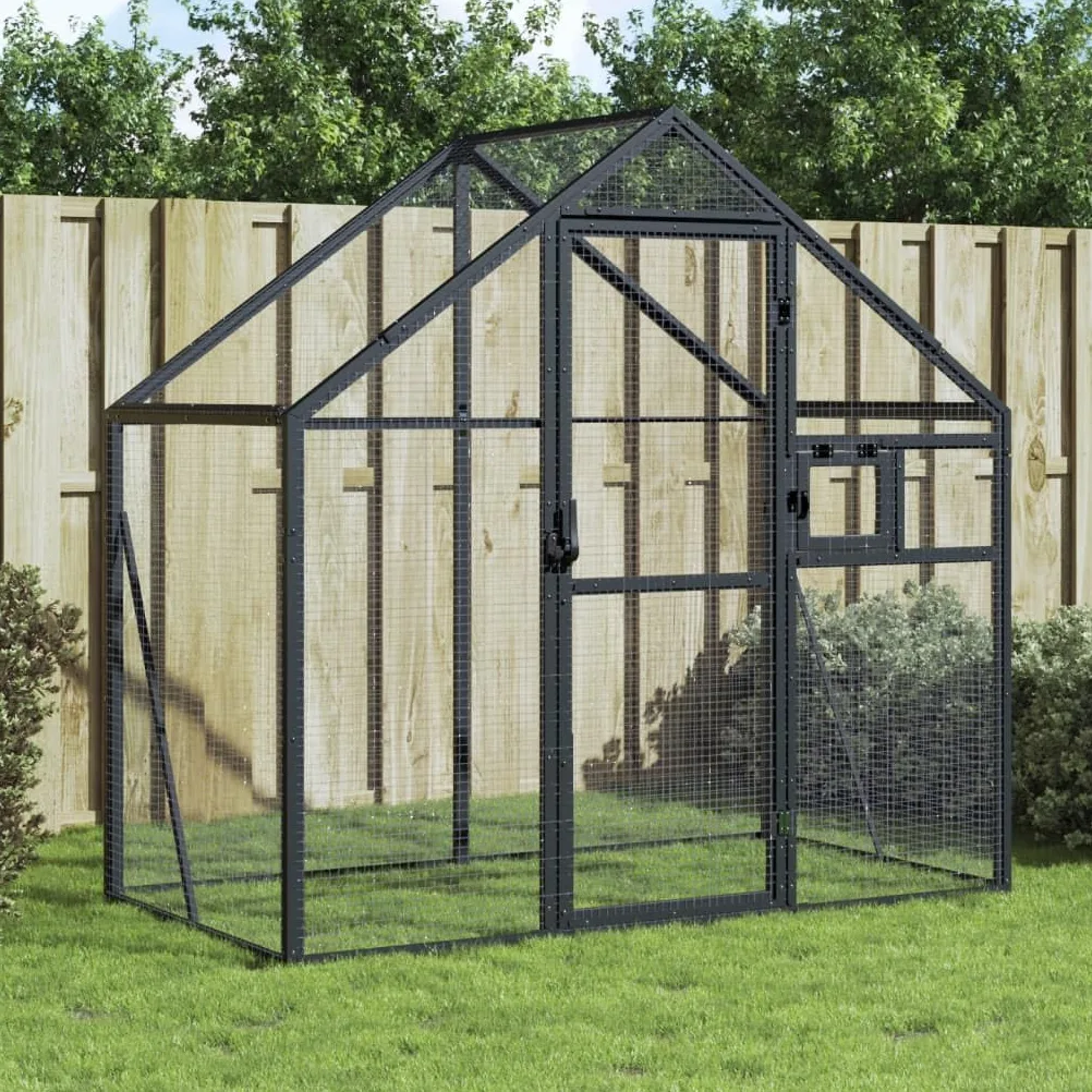 vidaXL Pajarera de Aluminio Gris Antracita 179x100x185 m, Jaula para pájaros, Jaula para periquitos, Jaula Grande para pájaros, casa para pájaros