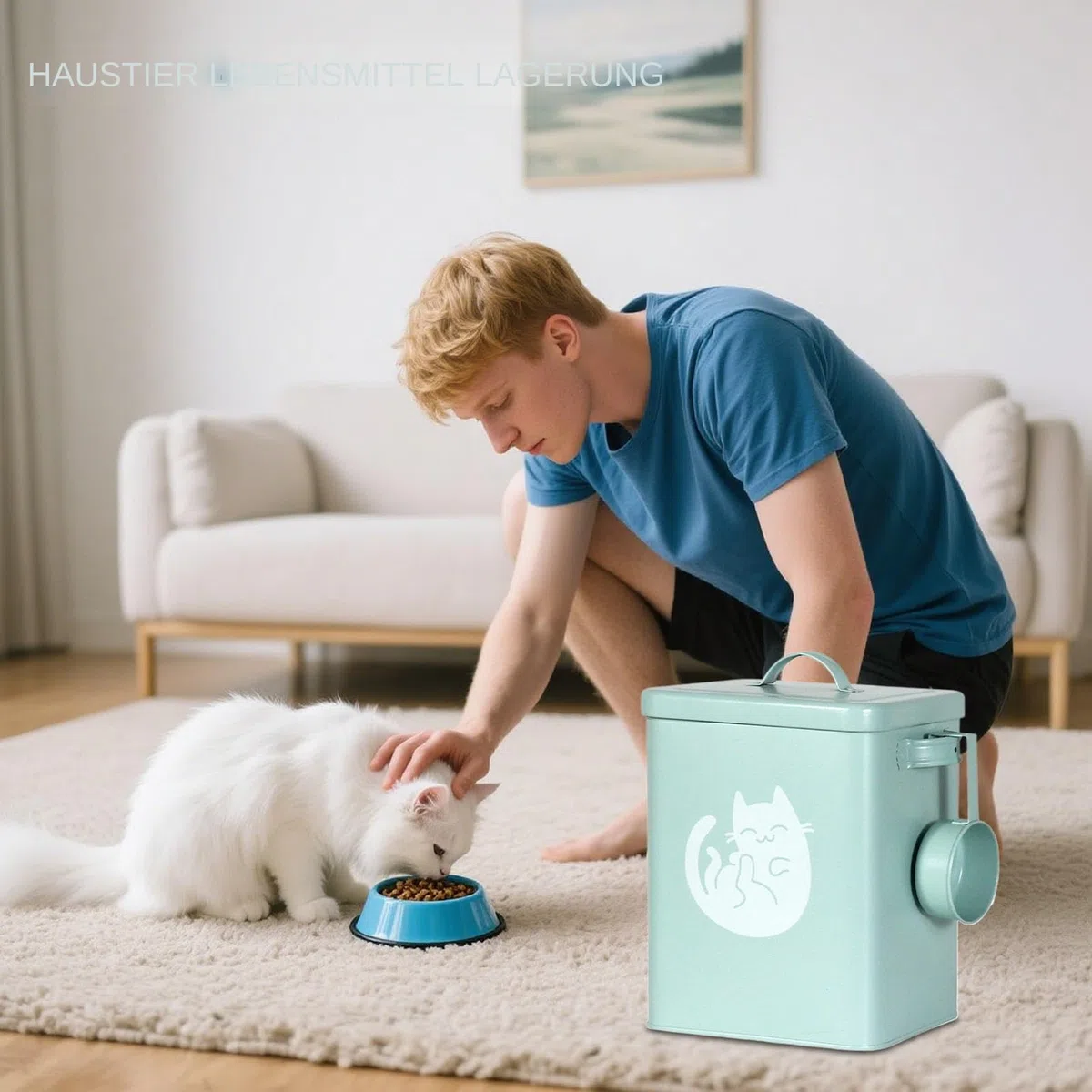 Contenedor de alimentos para mascotas, 6 litros, hermético, con cuchara y dispensador de golosinas, protección contra la humedad para el hogar, cocina, garaje, granja