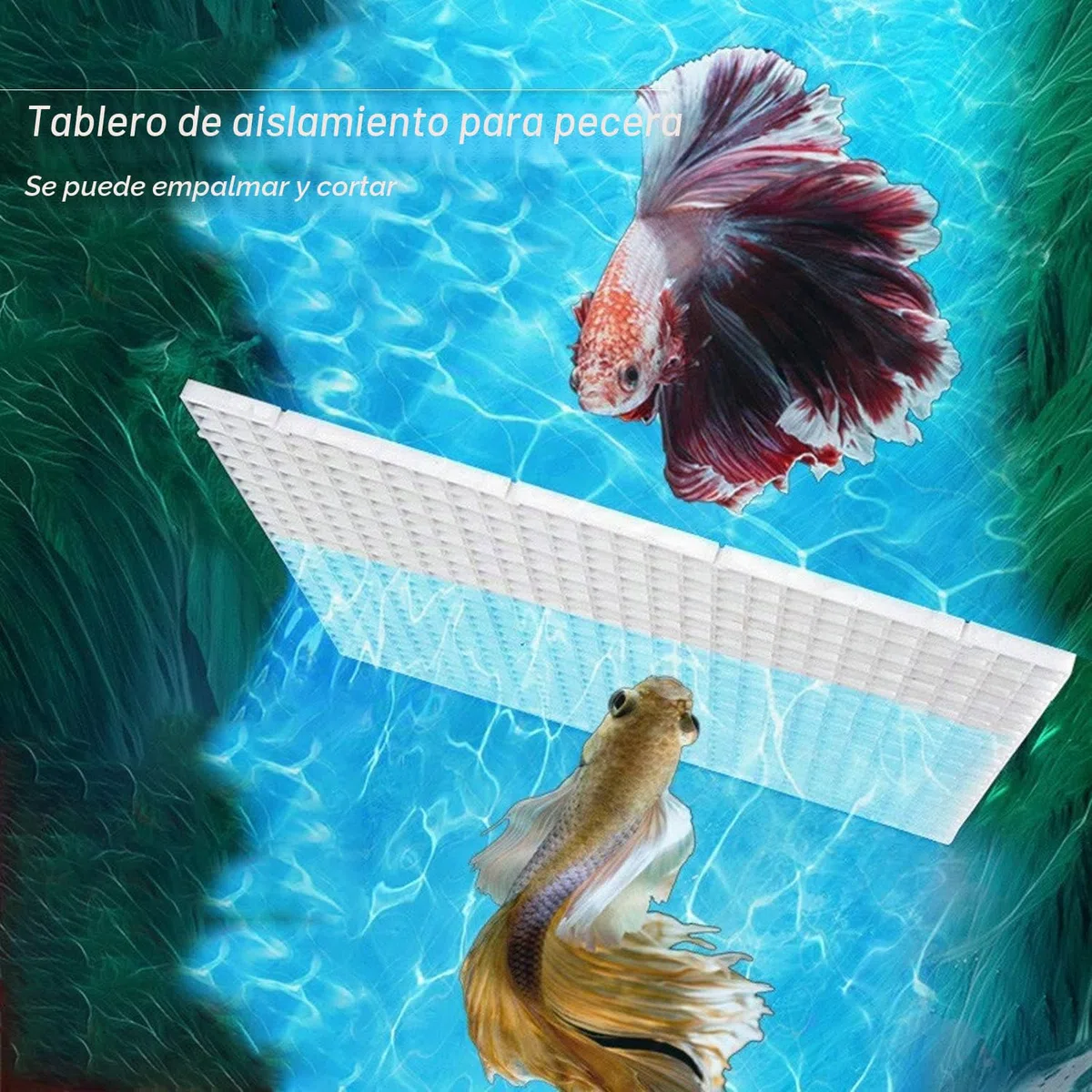 Separador de acuario de 8 piezas, color blanco, plástico, red y divisor, con 16 ventosas