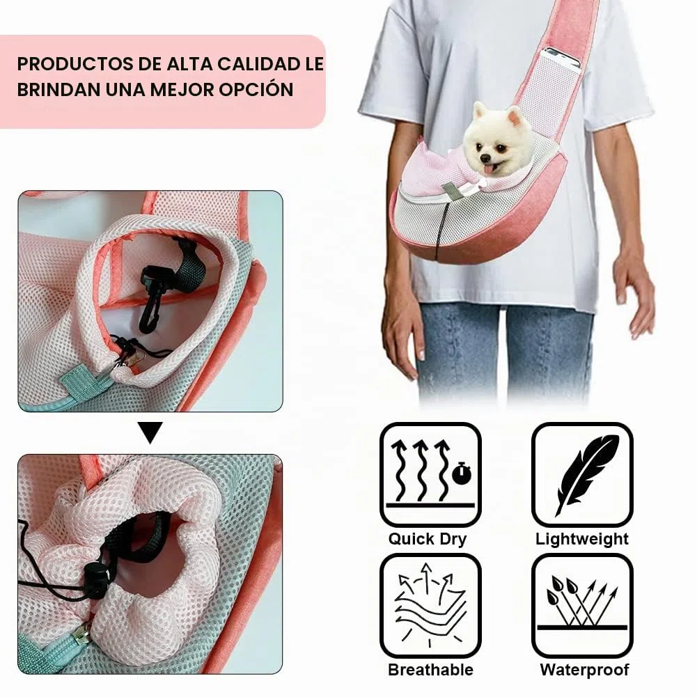 FEimaX Bandolera para Perro Transportín Bolsa de Viaje para Mascotas Bolsa Portador de Perro Bolso de Hombro para Perros Gatos, para Viajes al Aire Libre, Caminar en el Metro (S, Rosa)