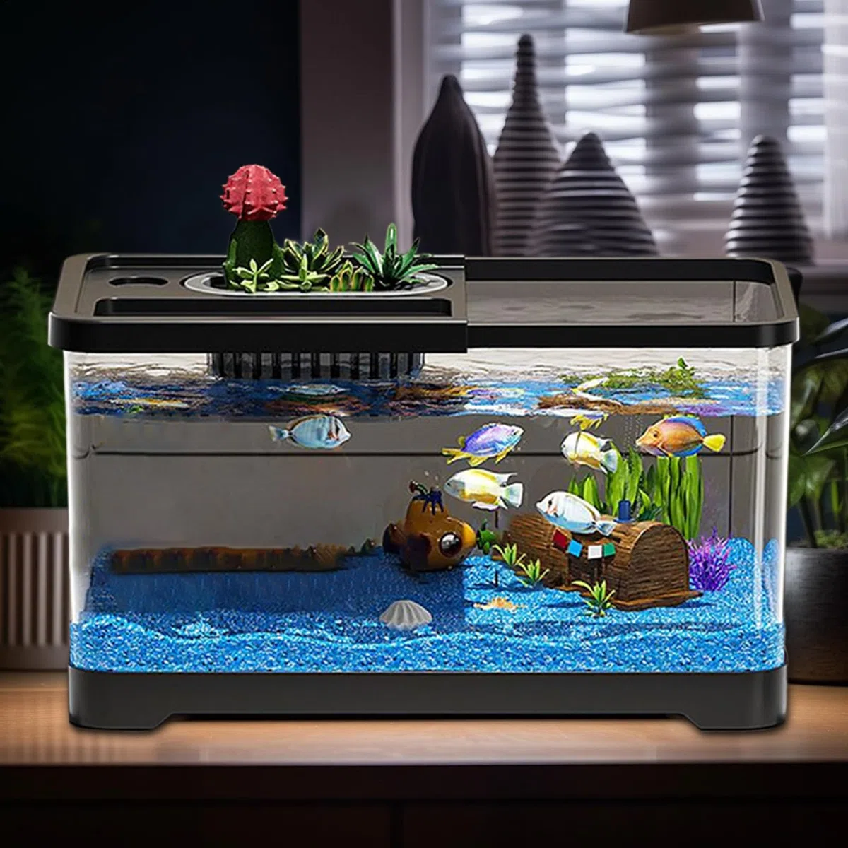 Kit De Inicio para Acuario - Pecera Kit Inicial con Filtro Y Luz | Decoración Submarina, Juego Compacto De para Salón Dormitorio Juvenil