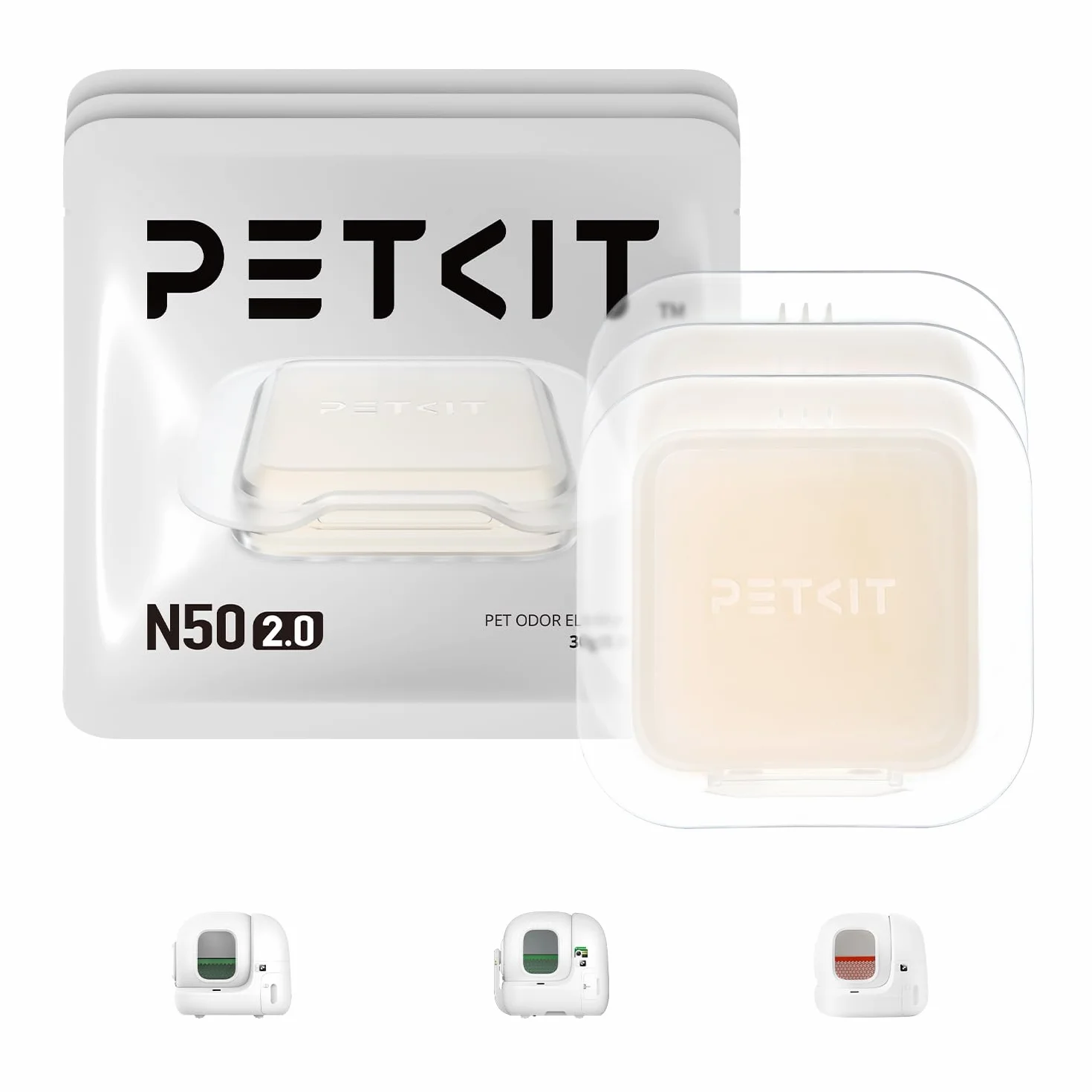 PETKIT Eliminador de Olores para Arenero Gatos Autolimpiable Pura MAX 2 y PUROBOT MAX PRO 2, Control de Olores de Inodoro para Gatos (Paquete de 3)