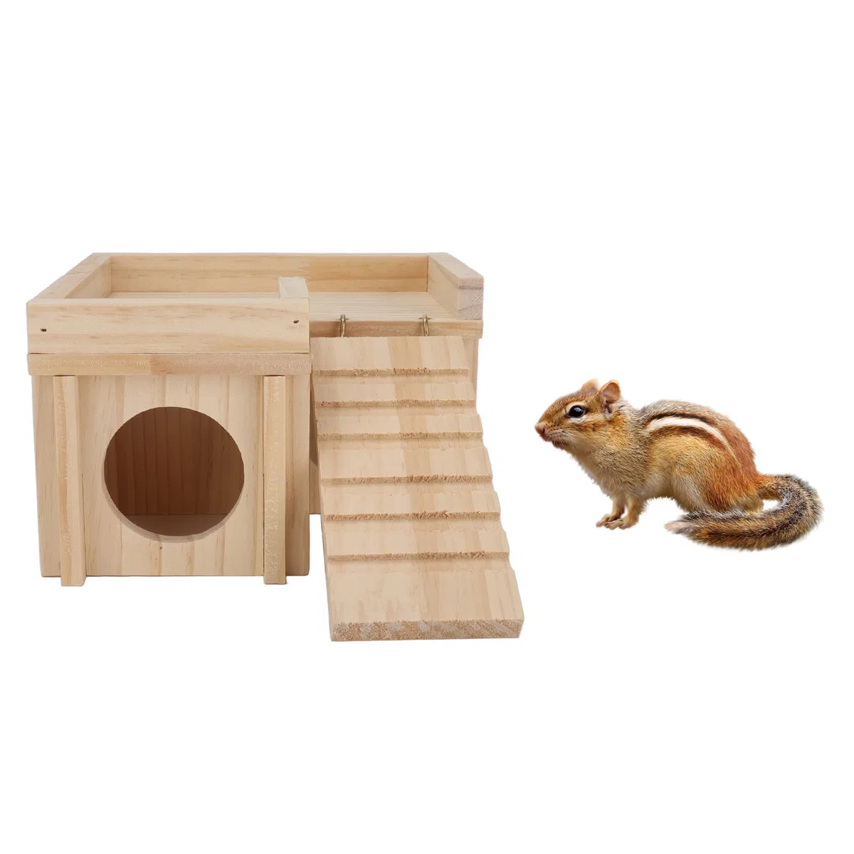 Casa de Hámster y Escondite, Varias Habitaciones, Juguete de Túnel de Escondite de Madera con Escalera para Hámster de Guinea, Jerbos, Ratones, Lemmings, Castillo de Conejito