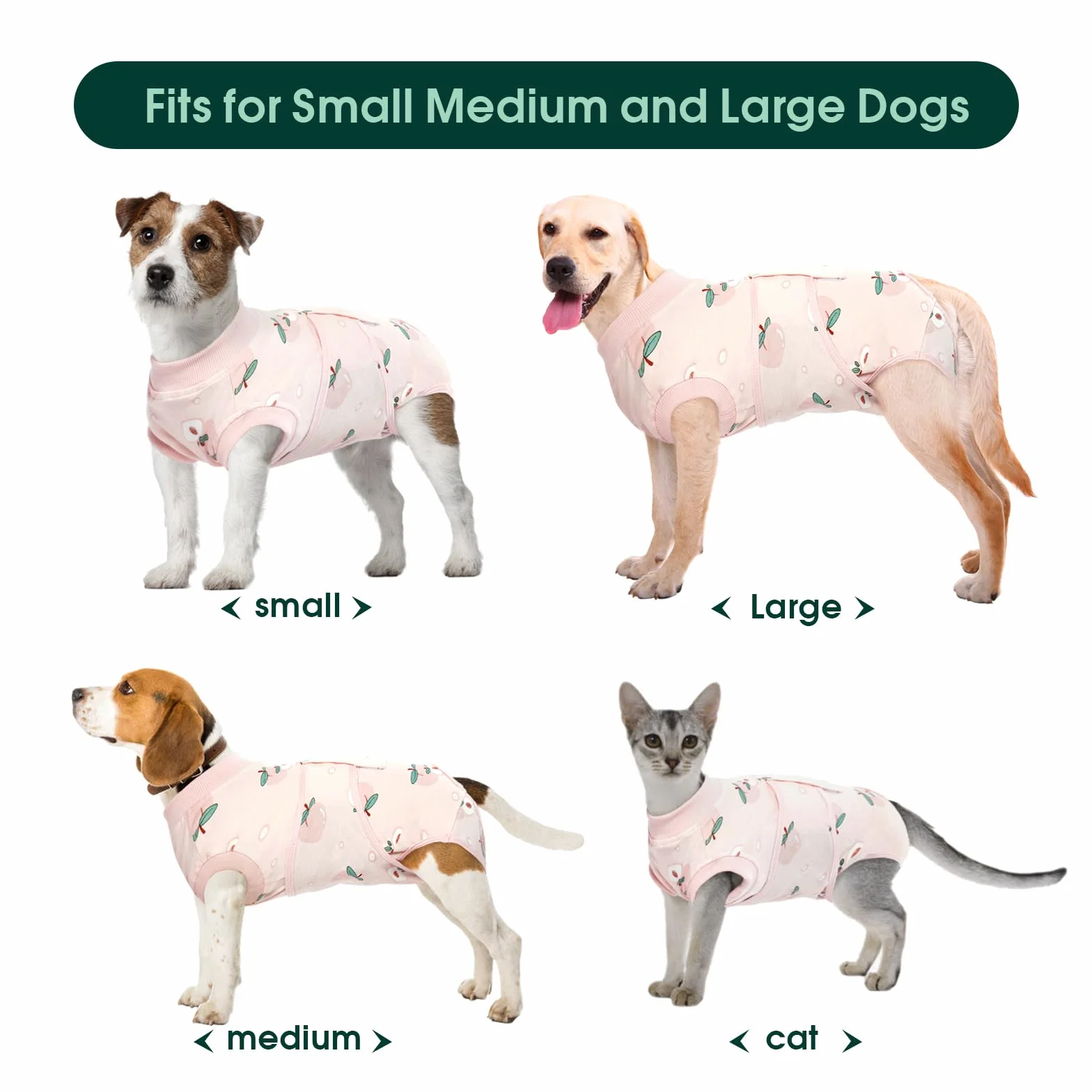 Kuoser - Traje de recuperación para posoperatorio de perro, bodi unisex ajustable, rosa claro, M