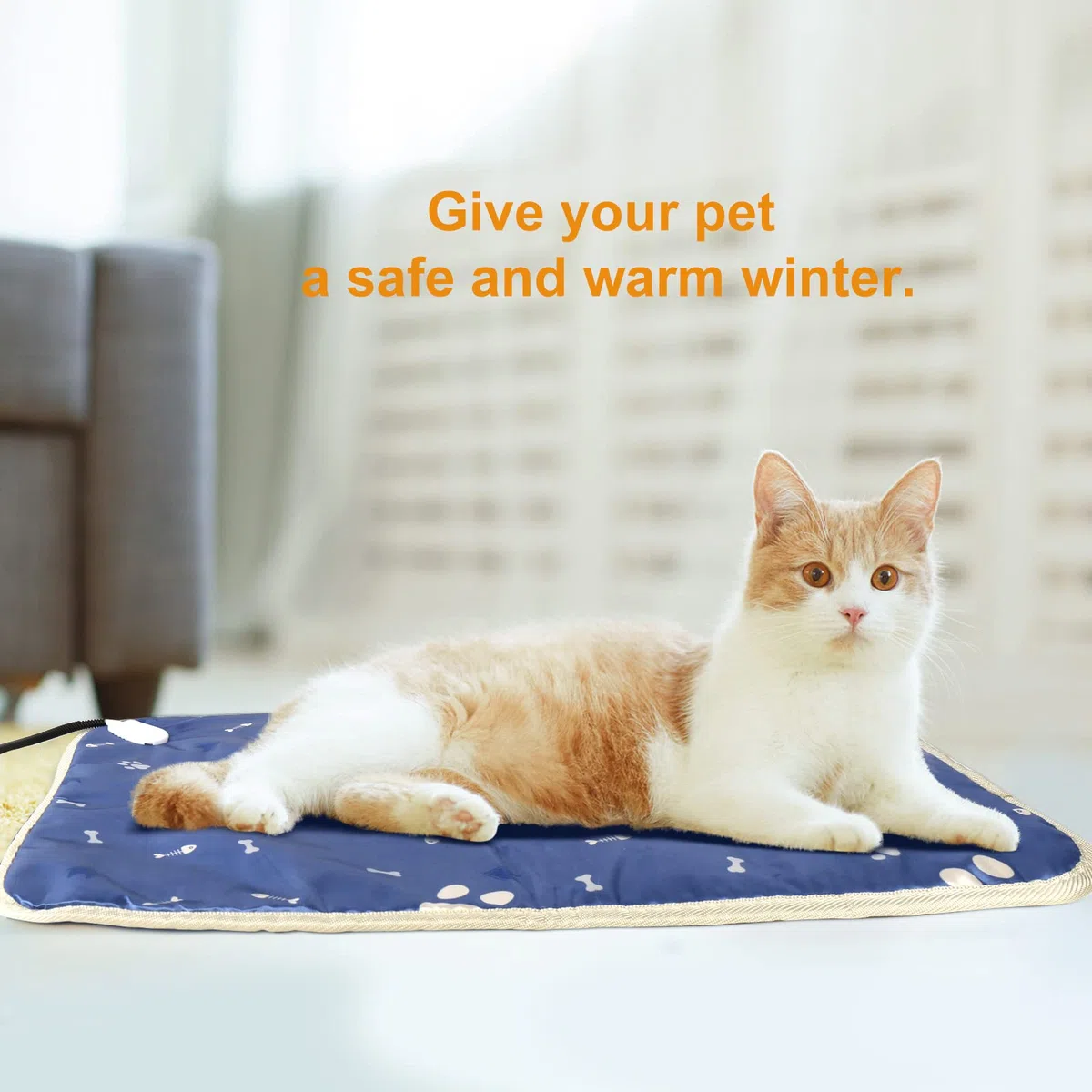 secretmotion Almohadilla térmica para Mascotas, para Gatos y Perros, Almohadilla térmica para Gatos, Manta térmica con Control de Temperatura, Manta térmica termostática con Cable para Masticar
