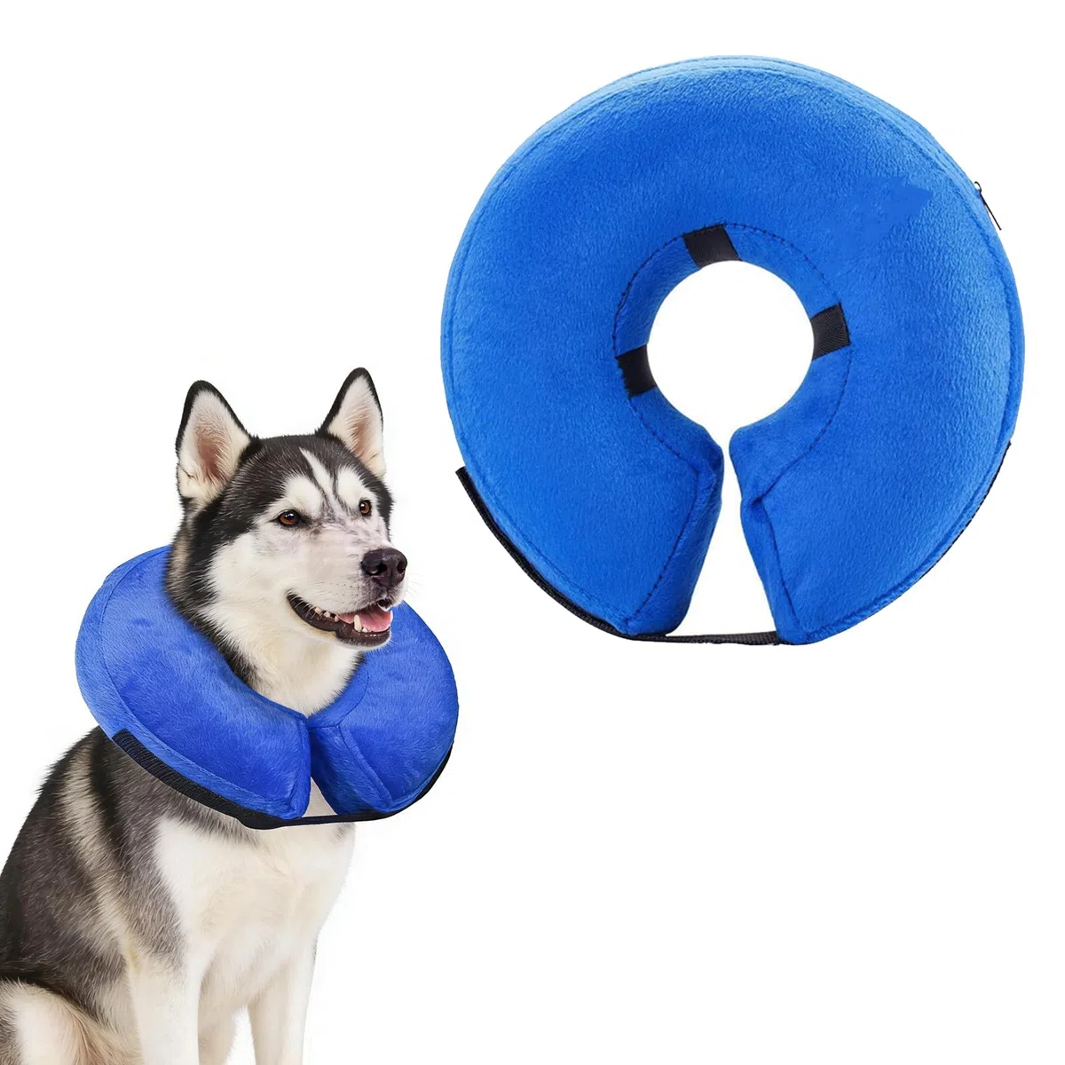 El collar inflable de cono para perros de Viondra sirve para la recuperación de perros después de una cirugía para evitar lamer mascotas (azul, M)