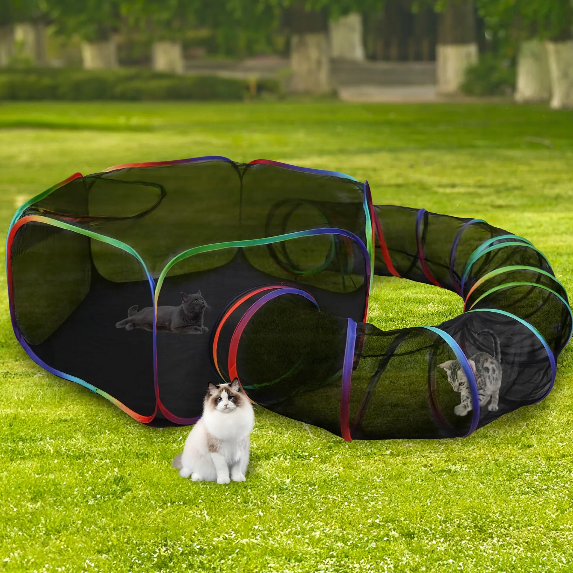 DiDiBir Di Recinto plegable para gatos, tienda portátil al aire libre, parque infantil cerrado para correr gatos, jaula portátil para perros pequeños, conejos y otros animales