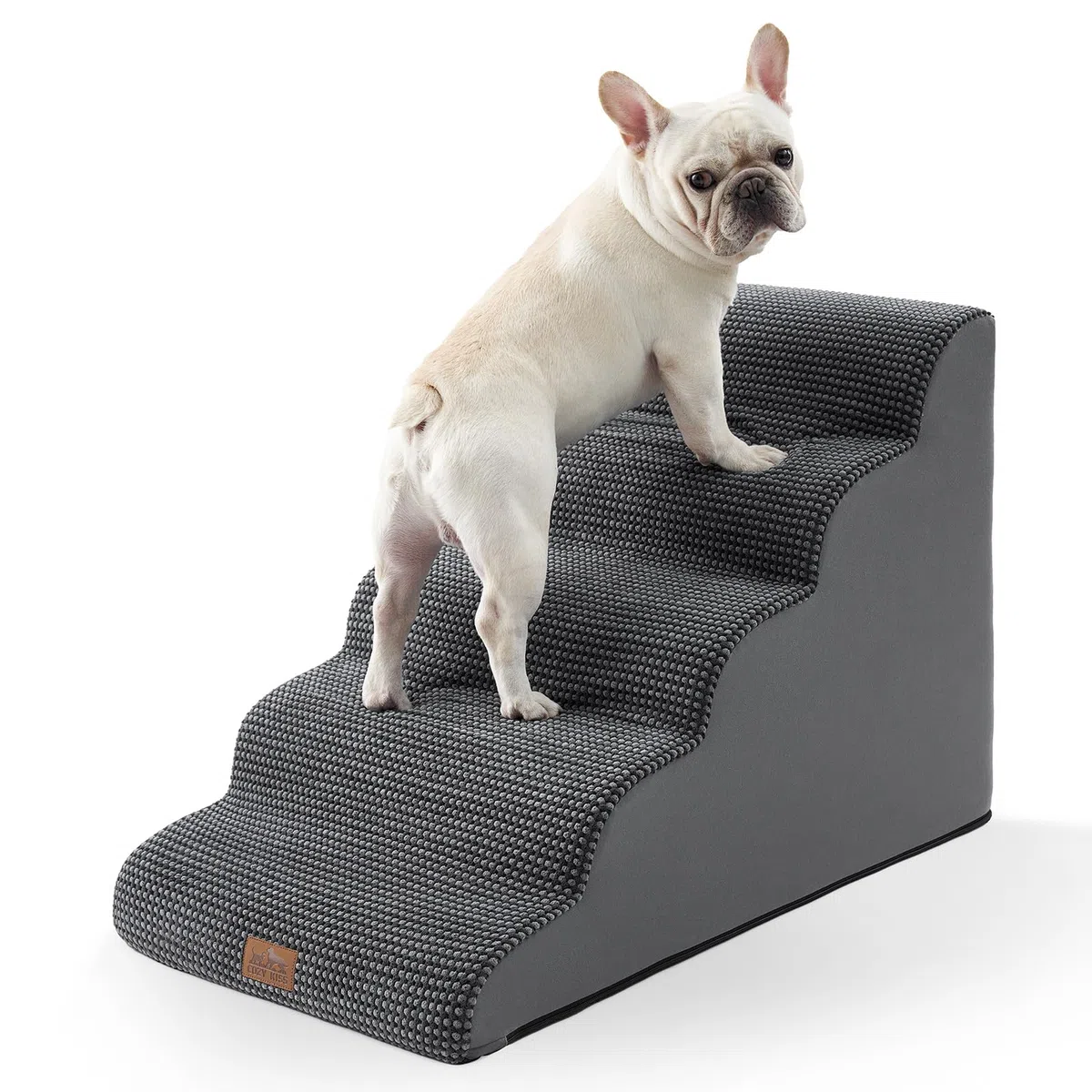 COZY KISS Escaleras Anchas para Perros con túnel de 19.7" de Ancho, escalón Grande Desmontable de Espuma para Perros pequeños, Cachorros o Gatos(Grigio nerastro, 50x83x57cm, 5.0)