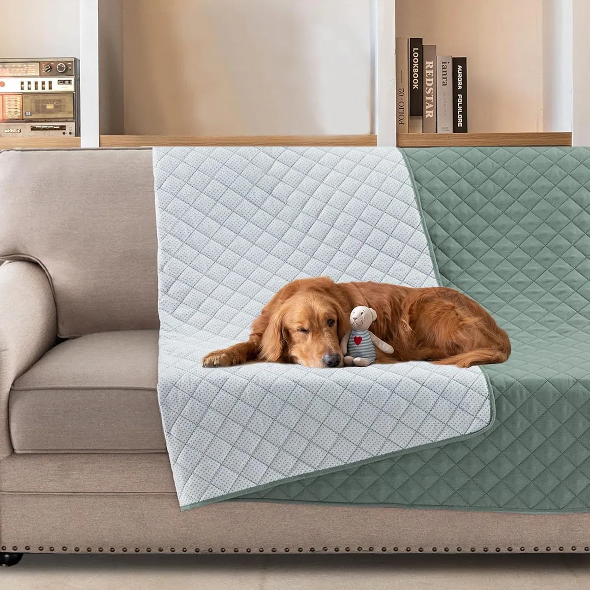 BellaHills Funda Sofá para Perros Cubre Sofá Impermeable Funda Cama Perros Antimanchas Protector Sofá Gatos Mascotas Verde 132x208cm