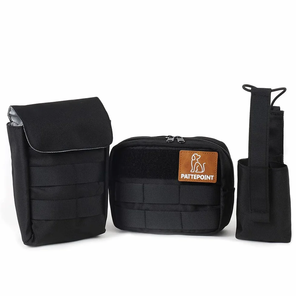 Pattepoint Mochila de Accesorios Adicional Dog Harness Bag para Sistema MOLLE, para Arnés Táctico para Perros, Bolsas Laterales para Arnés Perros Grandes - Negro