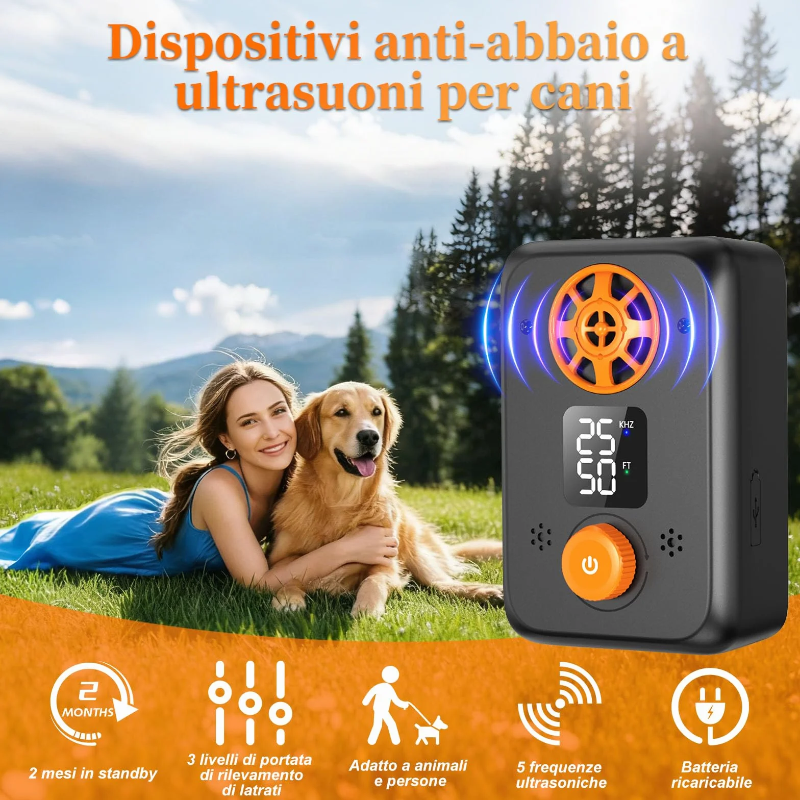 Antiladridos para Perros Ultrasonidos - Dispositivo Repelente con 5 Frecuencias, 3 Modos y Auto Detención - Efectivo para Interior y Exterior (Verde)