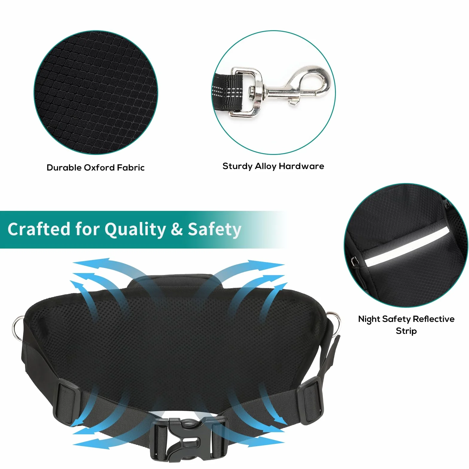 VINATO Riñonera para Perros con Correa Elástica Integrada y Dispensador de Bolsas,Bolsa de Golosinas Impermeable Multifuncional para Adiestramiento y Paseos – para Perros Pequeños y Medianos