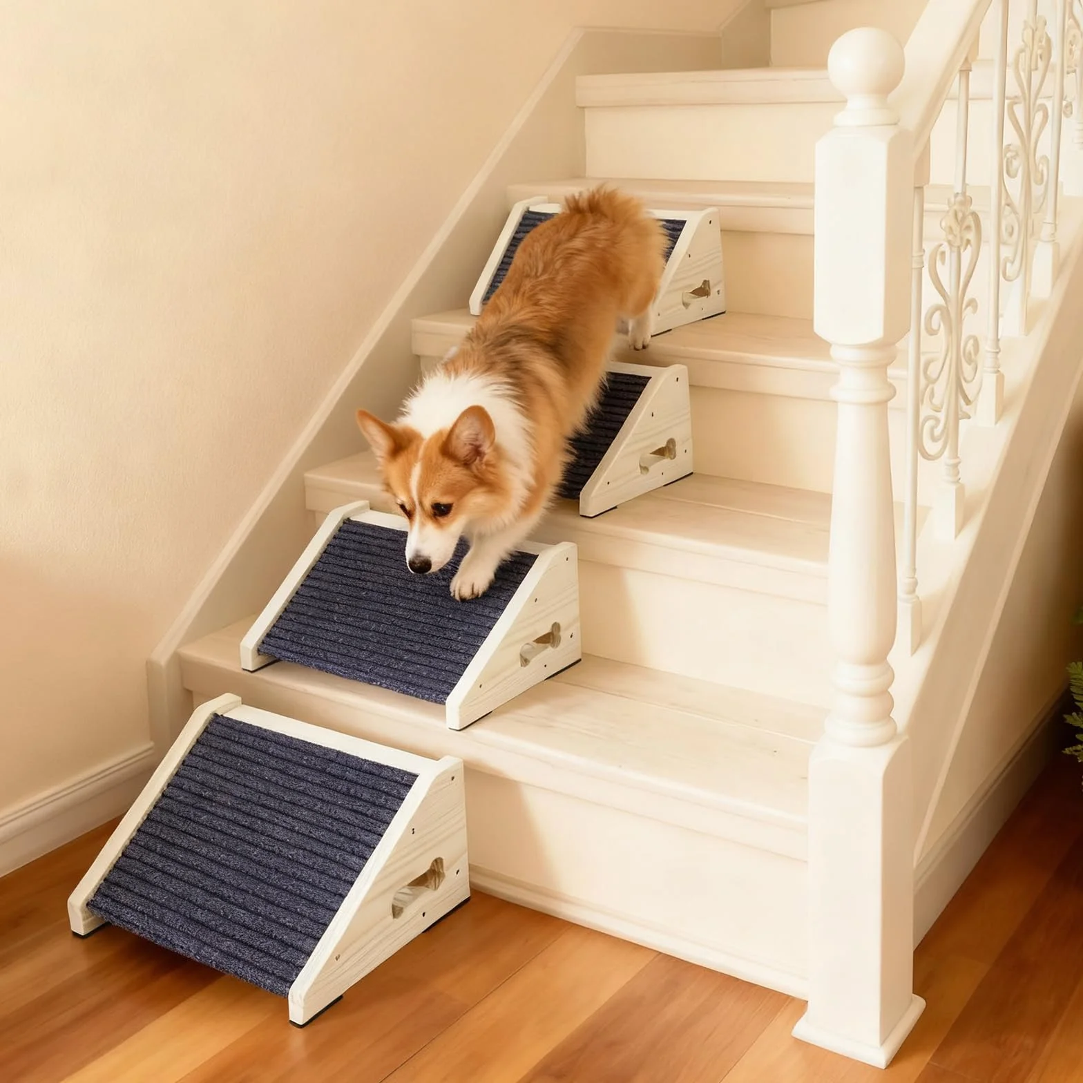 4 Piezas Rampa para Perros, Escalones Antideslizantes para Mascotas con Superficie de Alfombra, Rampas para Mascotas de ángulo Bajo, Escalones y Escaleras Que Ayudan a Perros Pequeños y Mascotas.