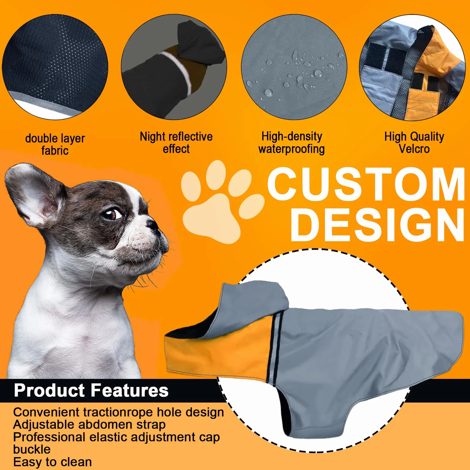 Impermeable para Perros con Capucha y Tiras reflectoras seguras, Chubasquero de Perro Ultra-Light Transpirable, Chubasquero para Perros Mascotas para Perro Pequeño Mediano y Grande (Medium)