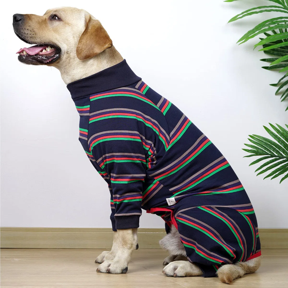 Traje de recuperación de cirugía para perro, mameluco con piernas, manga larga, transpirable, para después de cirugía, pijama anti lamer, herida abdominal, cono de perro (M, azul)