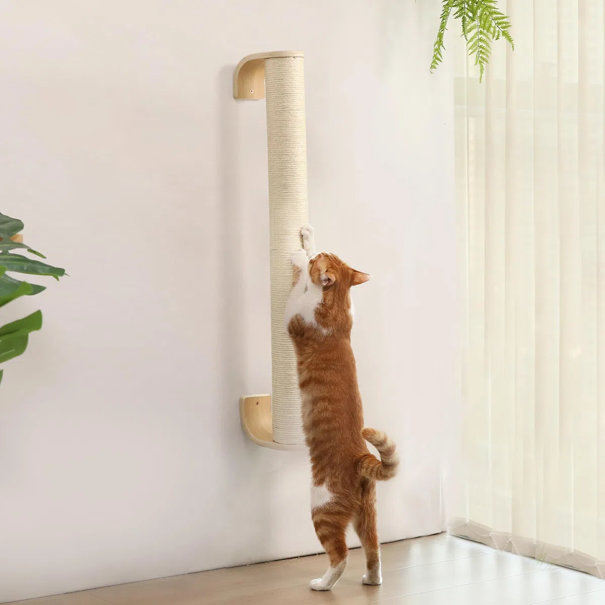 FUKUMARU Poste rascador para Gatos de Pared, rascador de 71 cm para Montaje en Pared, rascador de Pared Estable de sisal
