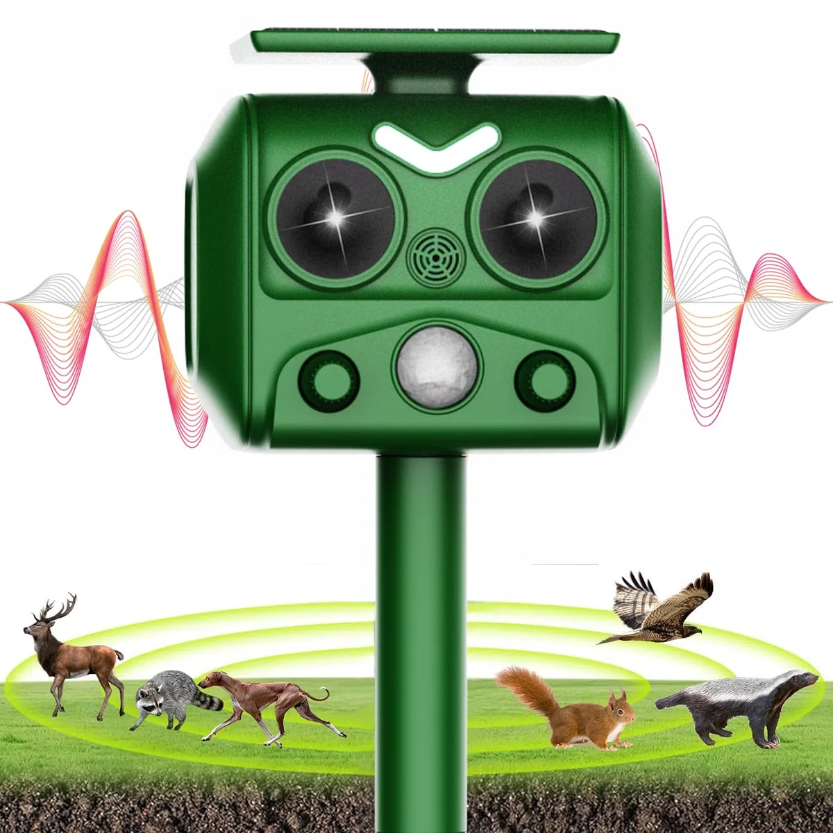 Repelente para Gatos, Ahuyentadores de Gatos Exterior Multifuncionales, bolardos para Palomas, 2025 Nuevo ultrasonido Solar Repelente para Palomas, pájaros, Perros, Ratones, Zorros
