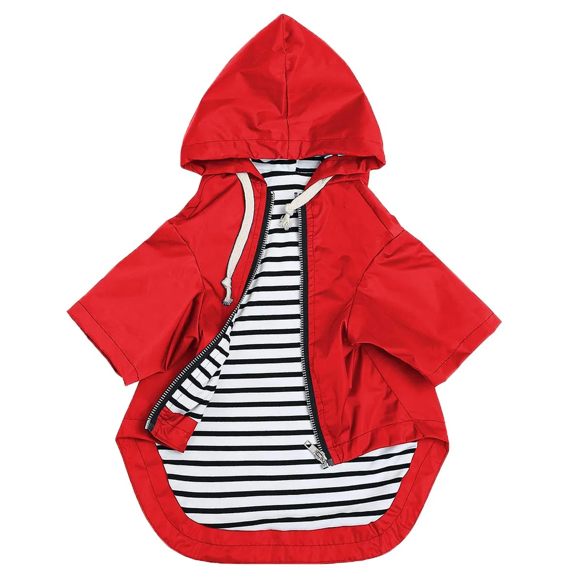 Pethiy - Elegante Chubasquero para perros – Impermeable para perro pequeños y medianos con sombrero y cremallera ,con botones reflectantes, bolsillos, resistente a la lluvia y al agua-Rojo-S