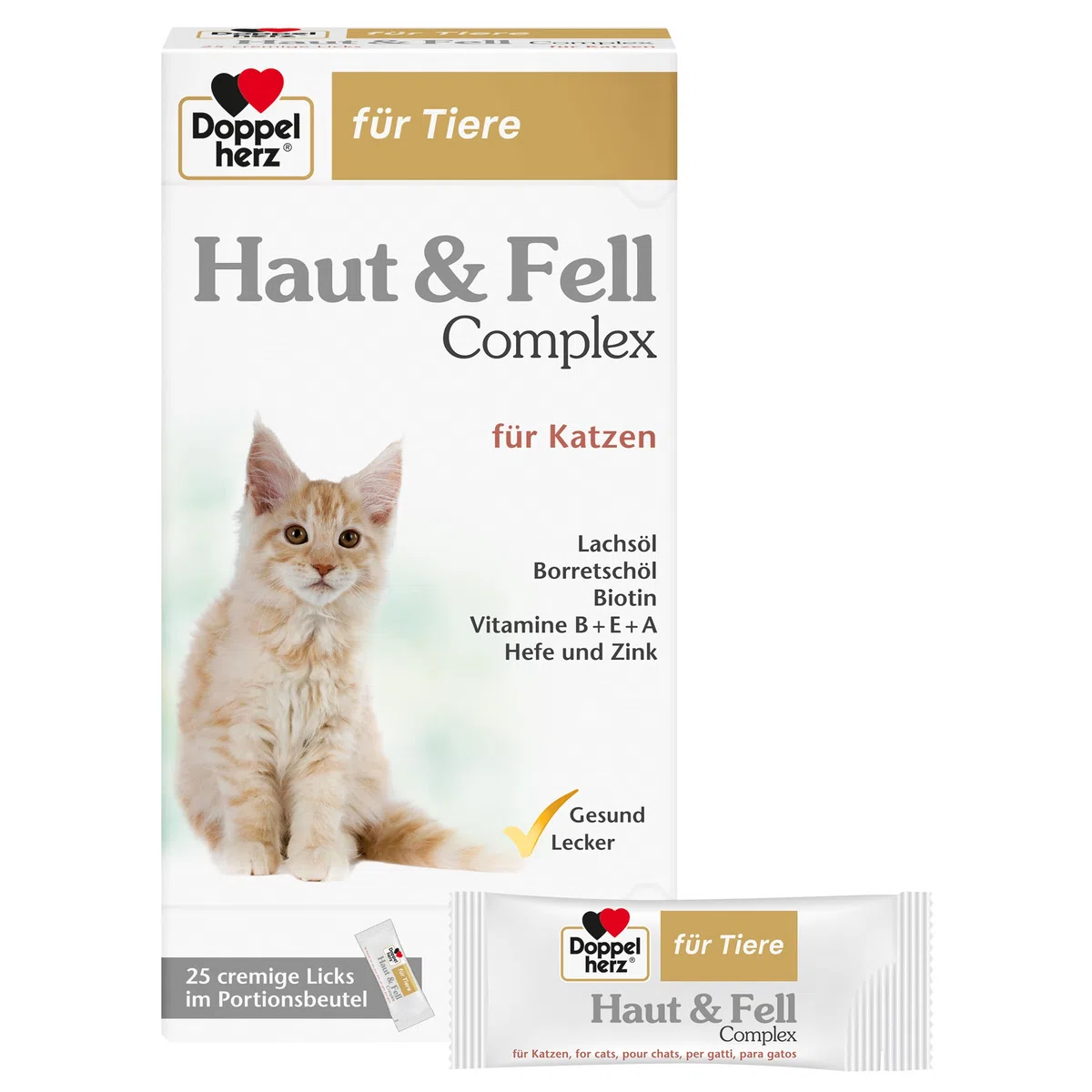 Doppelherz für Tiere Haut & Fell Complex cremige Licks für Katzen, 25 pzas Palos
