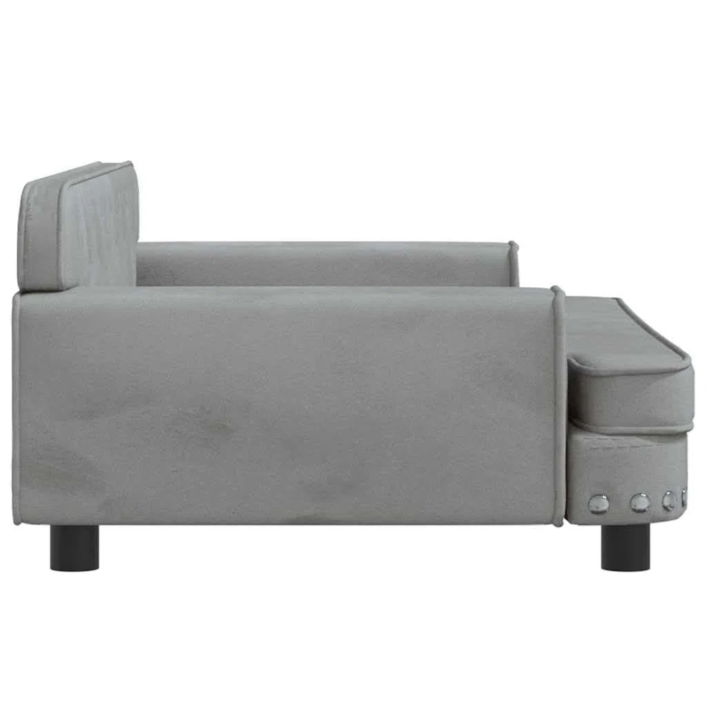 vidaXL Cama para Perro, Sofá para Mascotas con Marco de Madera, Cesta para Cachorros Casa Interior, Gris Claro 90x53x30 cm Terciopelo