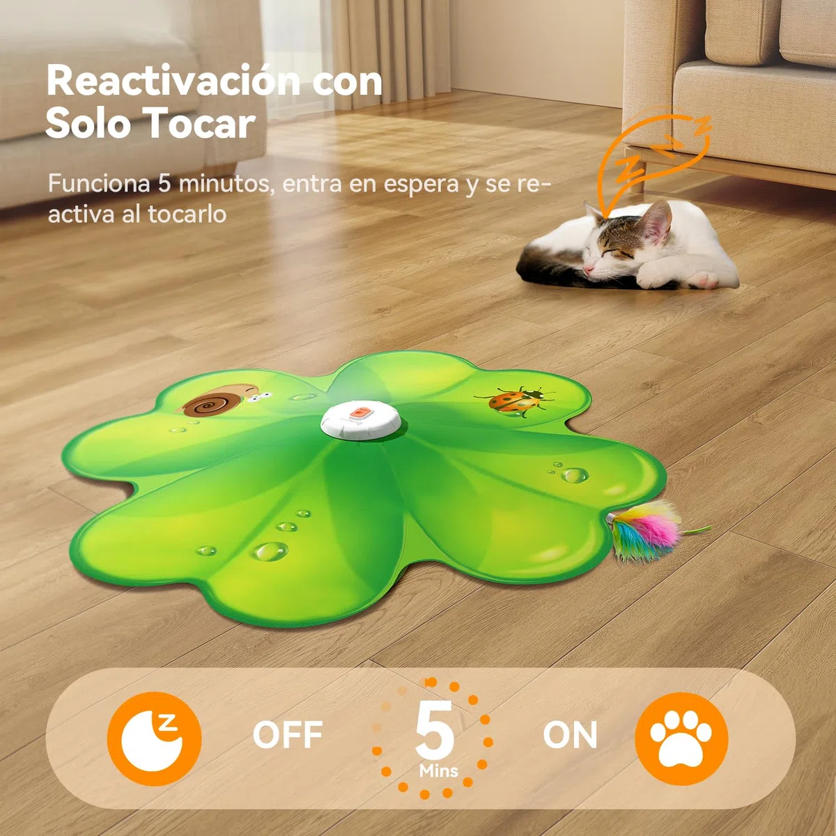 FEELNEEDY Juguete Interactivo para Gatos, Punto Rojo LED Móvil, Juguetes para Gatos, Plumas Móviles Ocultas, Juguete de Ejercicio Recargable para Gatitos de Interior