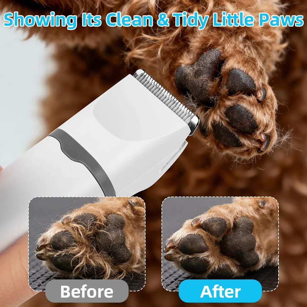Kit De Aseo Para Perros En Casa,Kit De Aseo Para Mascotas 4 En 1,Herramienta Recargable Ajustable con Cortapelos,Afilador de Uñas,4 Peines,Carga USB-C y Pantalla LED,2 Modos de Velocidad